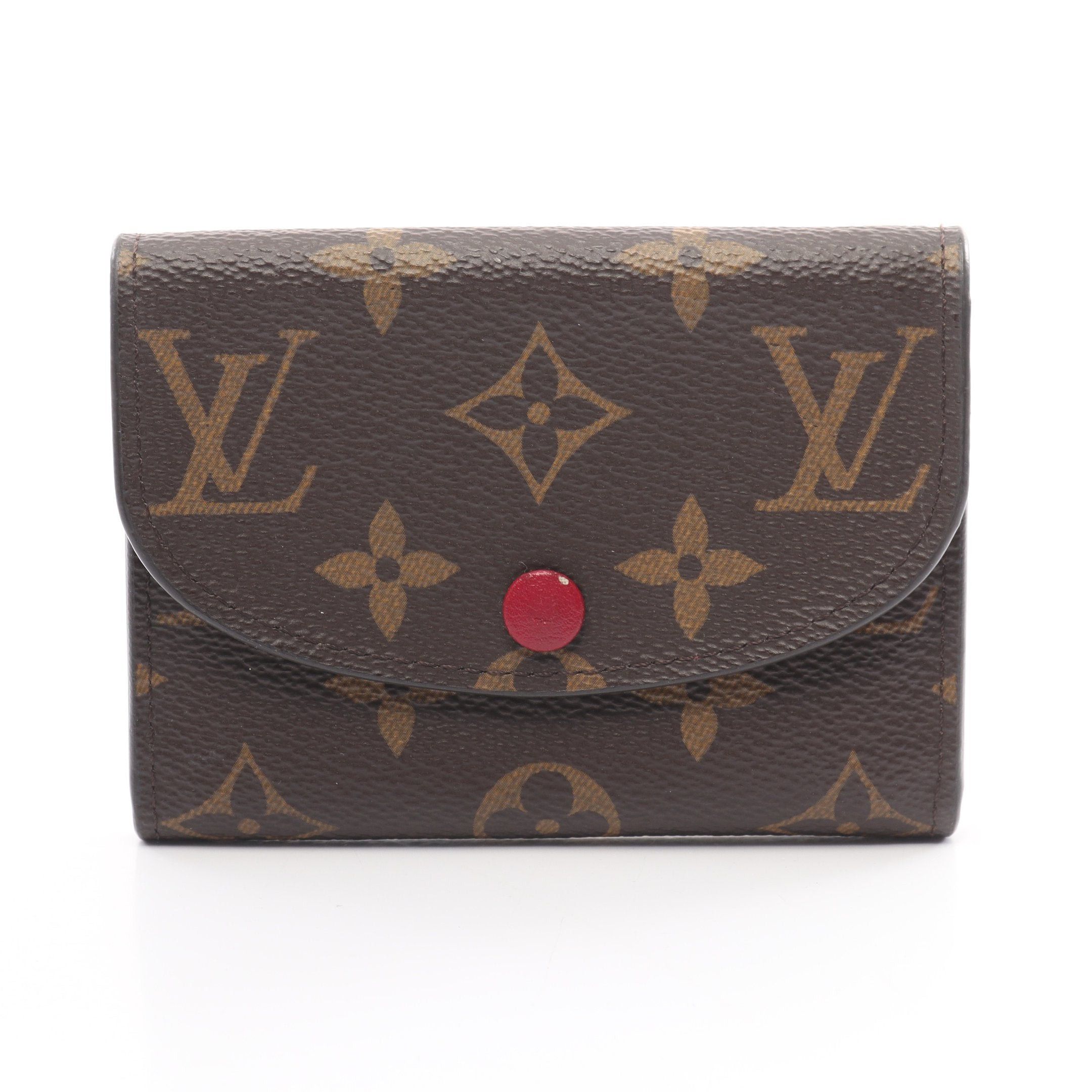 image of Louis Vuitton Porte-Monnaie Rosary Monogram Fuchsia Coin Purse Pvc Leather Brown, Women's