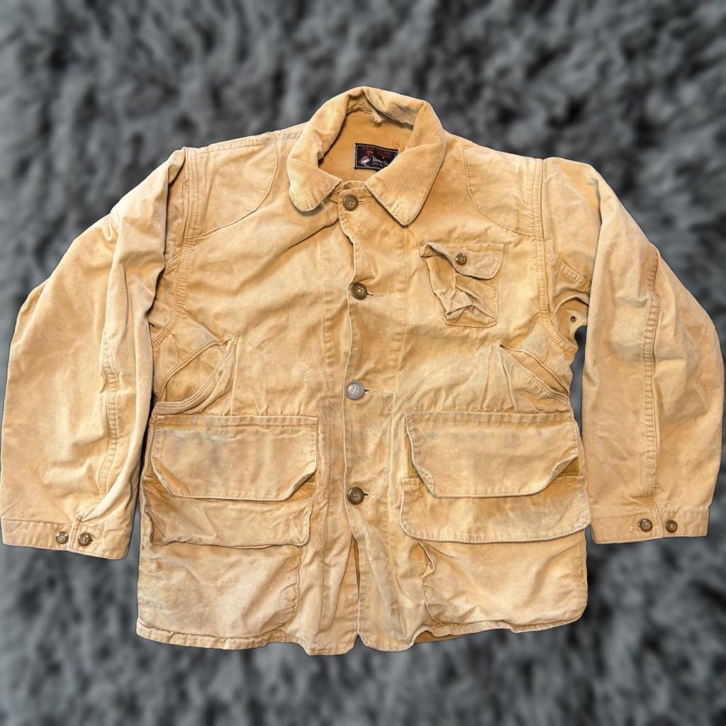 Vintage VINTAGE Red Head Canvas Hunting Jacket Game Pouch BONE DRY Large Coat 1930s 30s Beige Mens Jacket Size US L / EU 52-54 / 3 - 1 Thumbnail