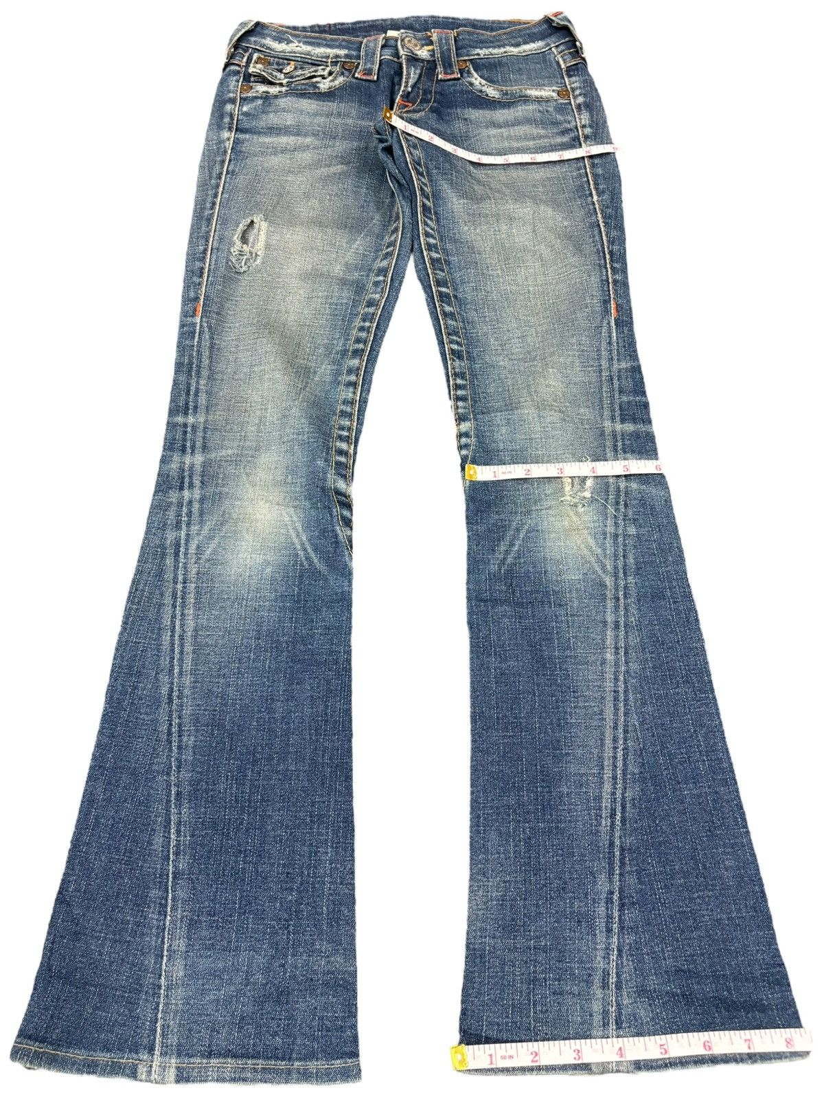True Religion Vintage True Religion Joey Distressed Flare Blue Jeans Size 27" / US 4 / IT 40 - 12 Thumbnail