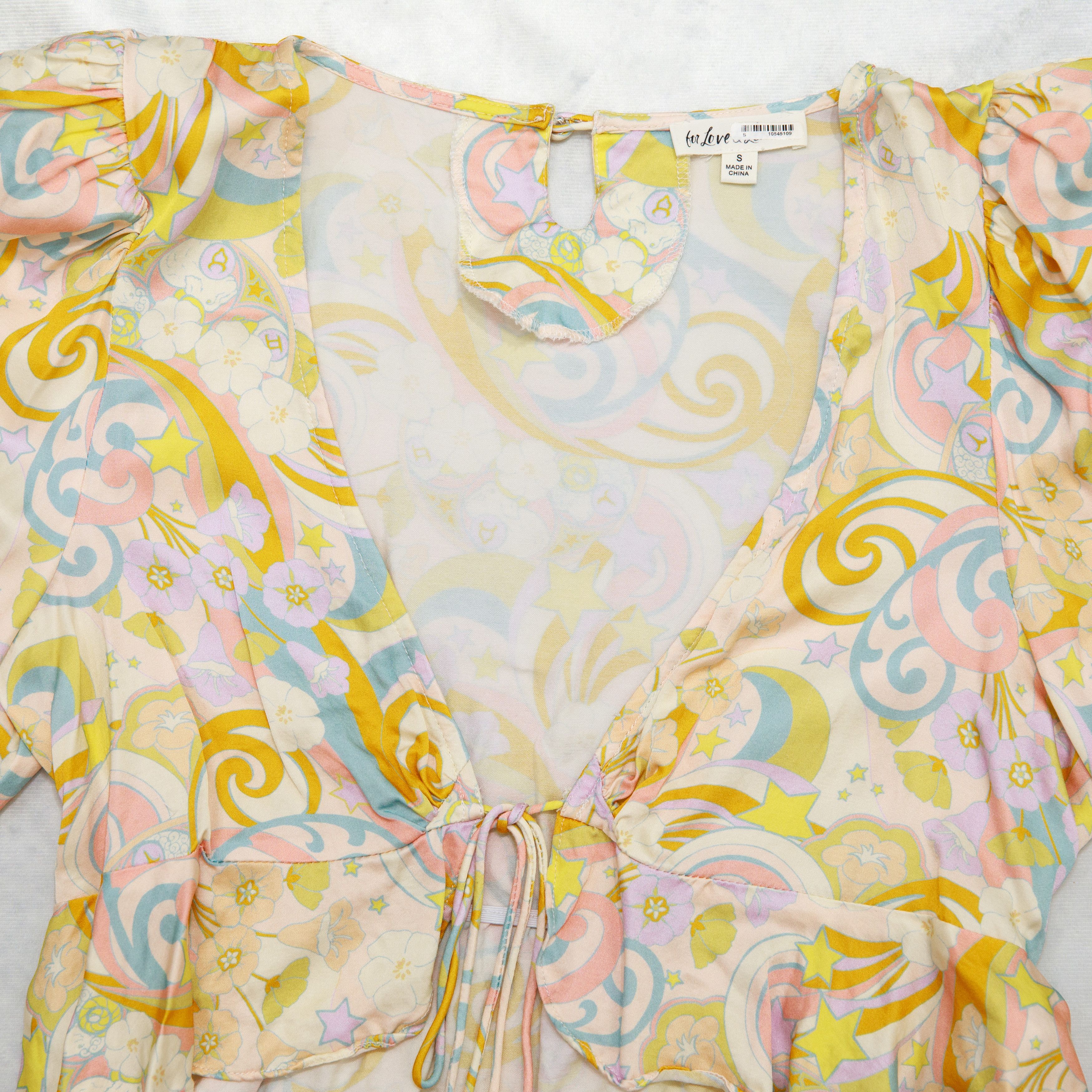For Love & Lemons For Love & Lemons Marcia Crop Top Yellow Stars Astrology Size S / US 4 / IT 40 - 2 Thumbnail