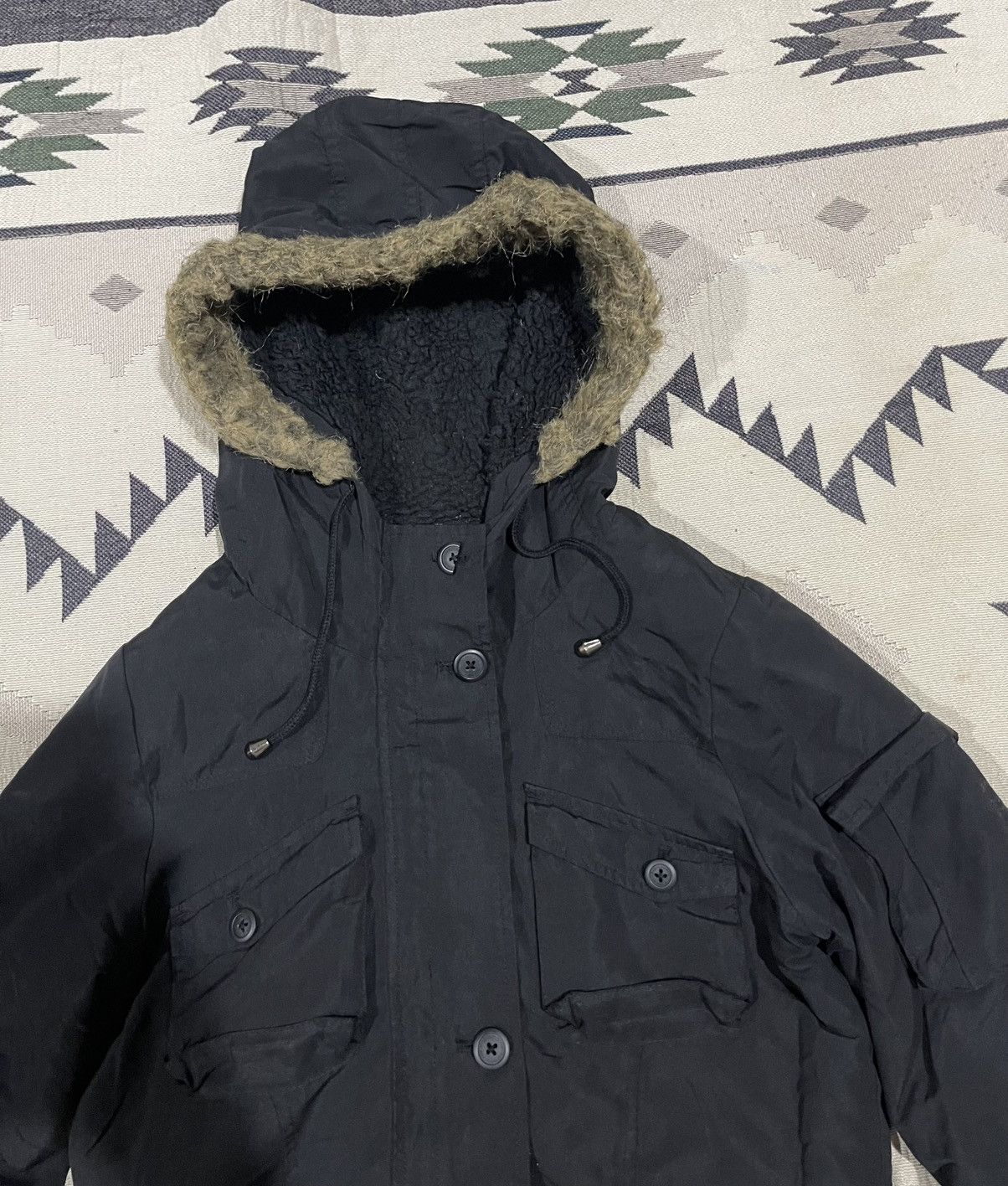Von Dutch 2000s VON DUTCH MULTIPOCKET FISH TAIL FUR HOODIE PUNK PARKA Size M / US 6-8 / IT 42-44 - 7 Thumbnail