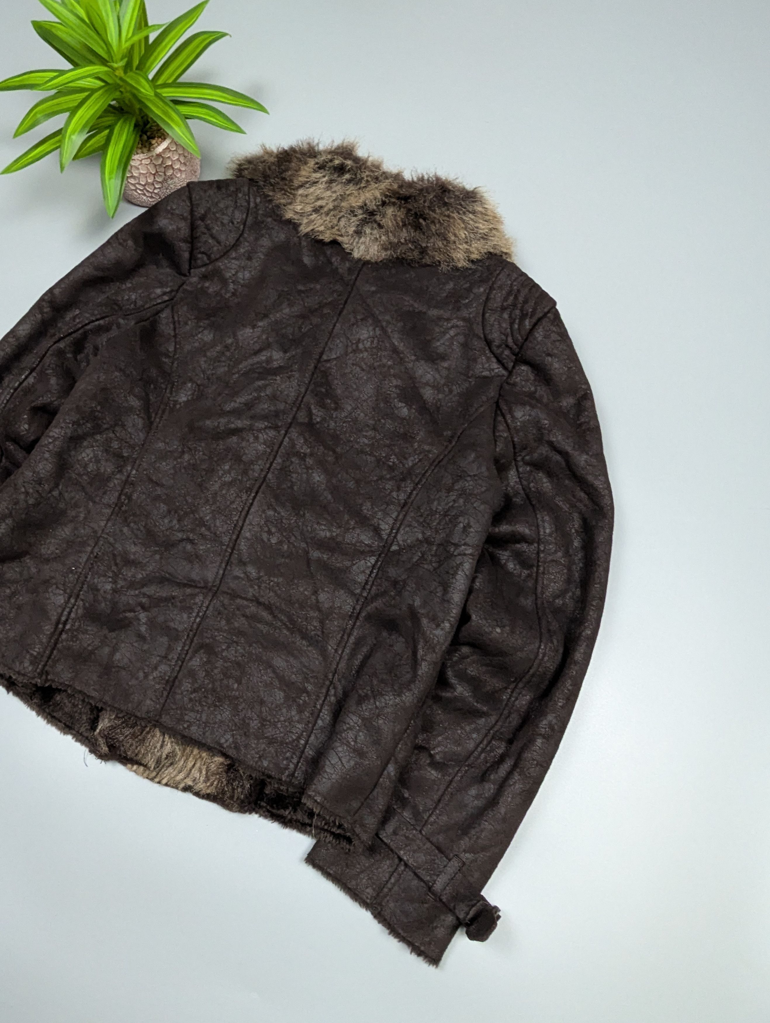 Vintage Vintage Distressed Brown Leather Moto Jacket Women’s S/M Size M / US 6-8 / IT 42-44 - 16 Thumbnail