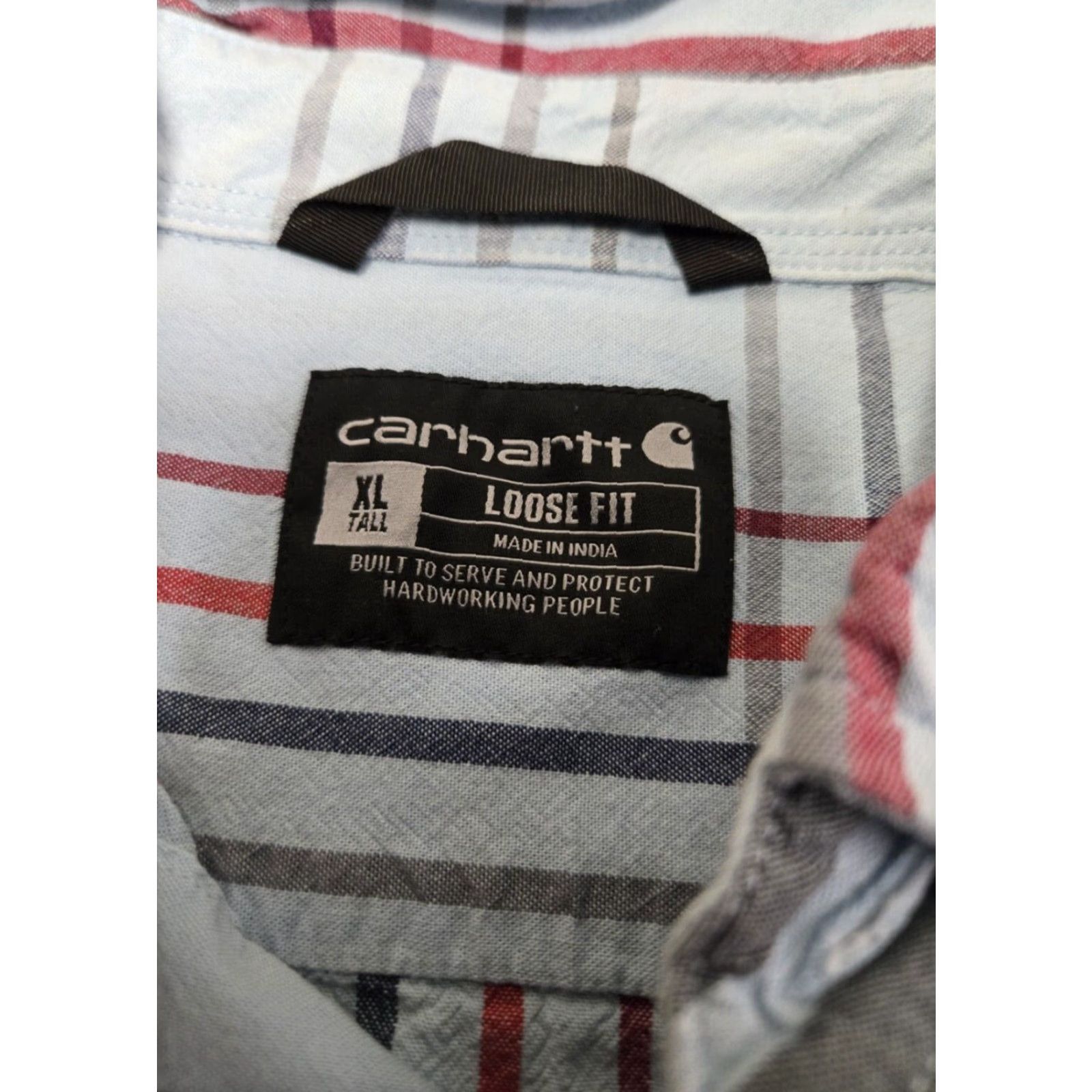 Carhartt Carhartt Shirt Men's XLT Button-Up Plaid Short Sleeve Loose Fit Blue Size US XL / EU 56 / 4 - 4 Thumbnail