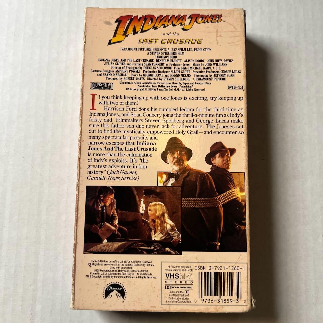 Designer VTG Indiana Jones and the Last Crusade VHS 1989 Size ONE SIZE - 4 Thumbnail