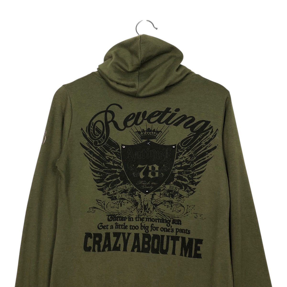 Japanese Brand Culture Wide Olive Punk Stud Hooded Sweatshirt Size US M / EU 48-50 / 2 - 10 Thumbnail