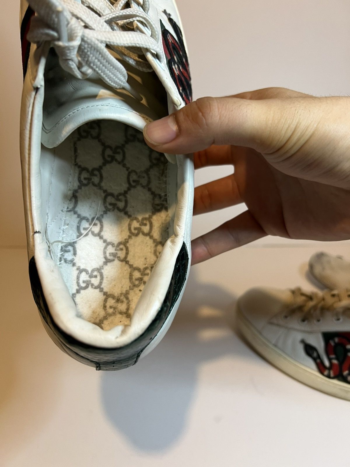Gucci Gucci Ace leather sneakers signature embroidered Kingsnake Size US 12 / EU 45 - 11 Thumbnail