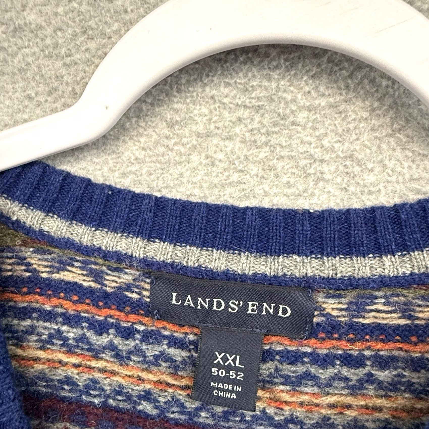 Lands' End Lands' End Sweater 2XL Blue V-Neck Merino Wool Colorful Geometric Artsy Men’s Size US XXL / EU 58 / 5 - 4 Thumbnail