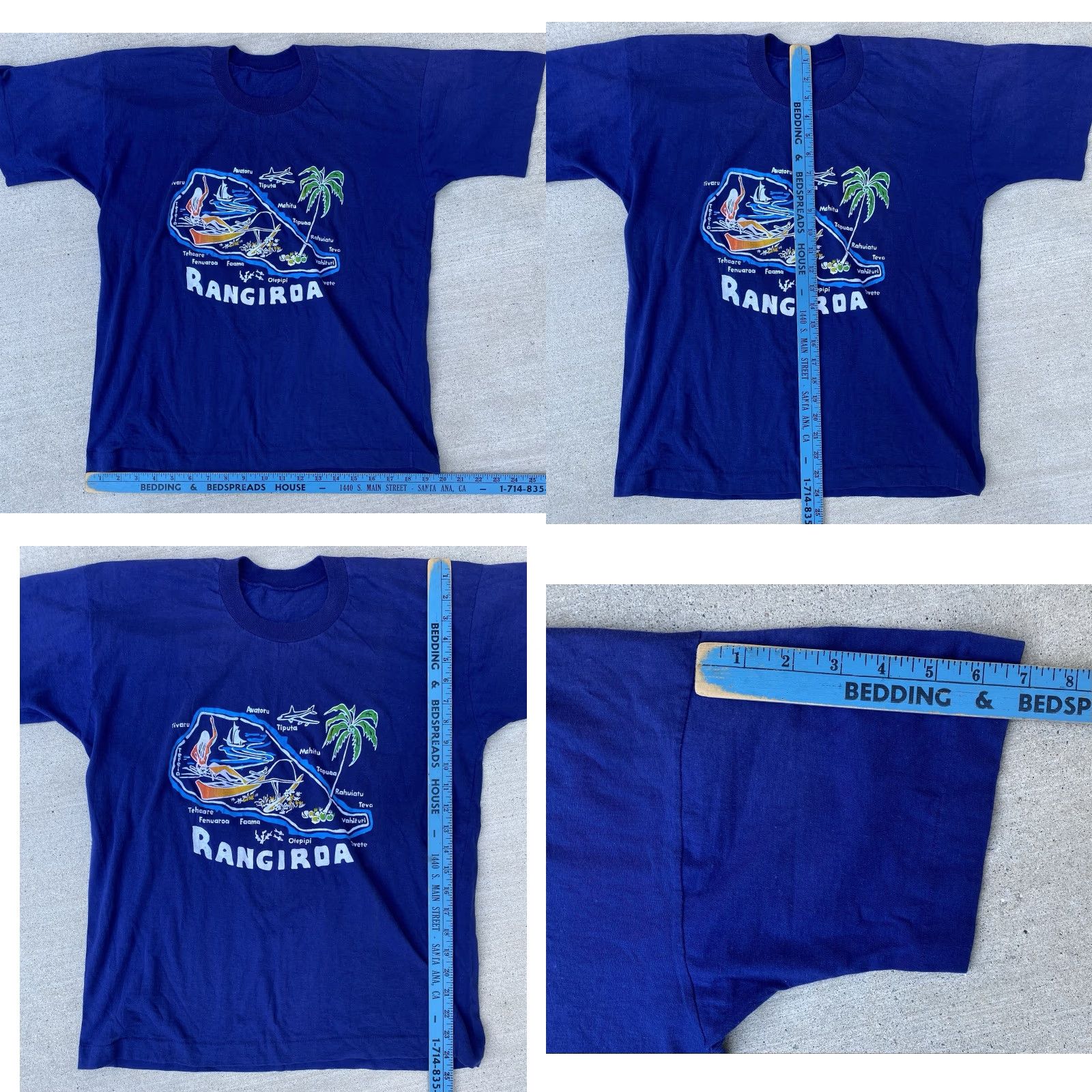 ALOHAS VINTAGE Rangiroa French Polynesia Map T Shirt Blue Island Graphic Tee Tiki Aloha Mens M Graphic Print 80s Tropical Size US M / EU 48-50 / 2 - 8 Thumbnail