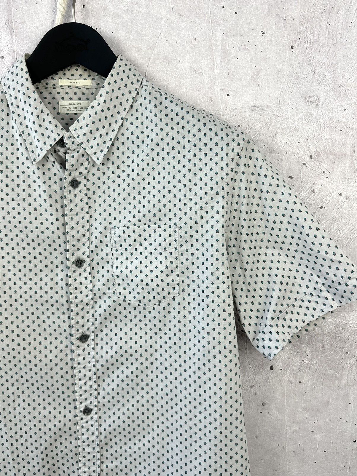 Allsaints × Vintage All Saints Slim Fit Spade Short Sleeve Cotton Shirt Size US M / EU 48-50 / 2 - 5 Thumbnail