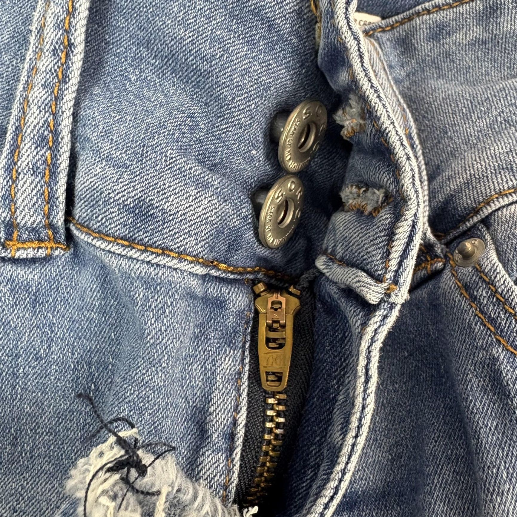 Vintage S.O.N.G. Jeans Juniors 7/28 Blue Curvy Skinny Ankle Distressed Raw Hem 26x25 Size 28" / US 6 / IT 42 - 6 Thumbnail