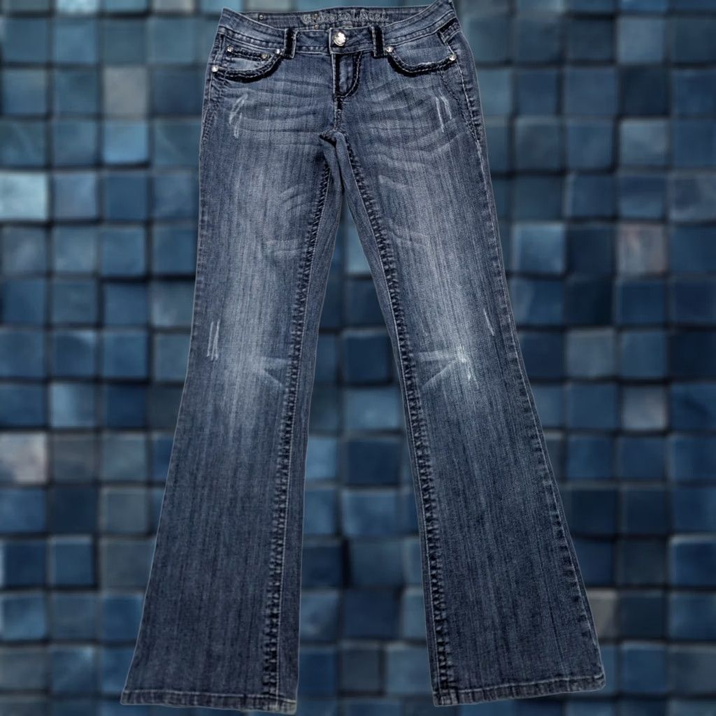 Grace in LA Grace In LA Jeans Bootcut Women's 30x33 Blue Distressed Denim 5-Pocket Regular XS? Size 30" / US 8 / IT 44 - 1 Thumbnail