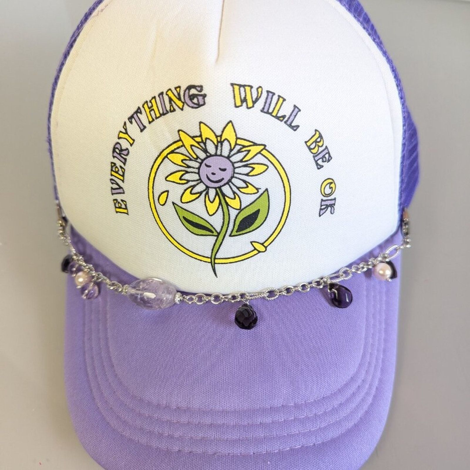 Other Upcycled Jewelry Charm Chain Purple Adjustable Trucker Hat Size ONE SIZE - 4 Thumbnail