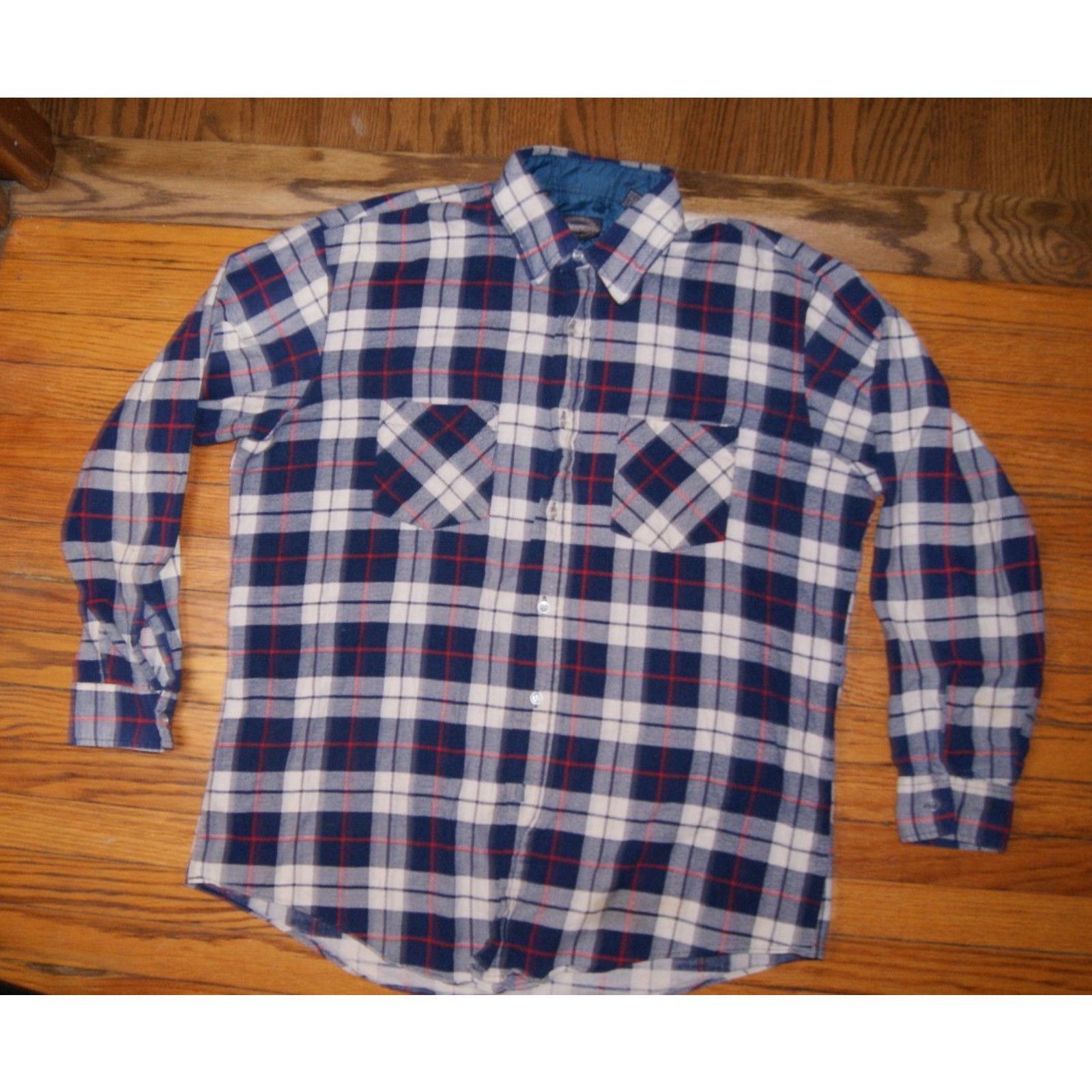 Vintage VTG Towncraft Jc Penney Blue Plaid Flannel Shirt Mens Large Size US L / EU 52-54 / 3 - 3 Thumbnail