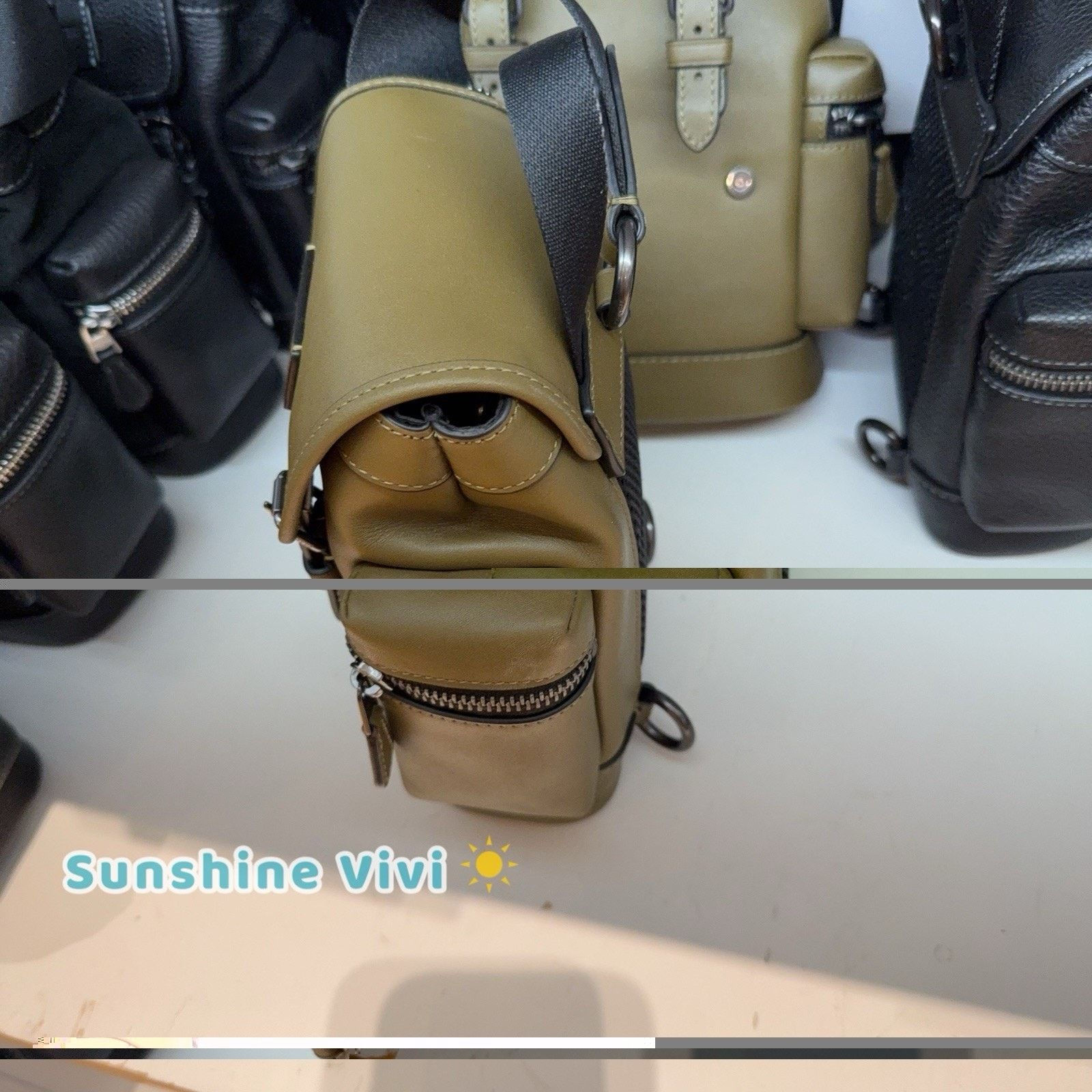 Coach NWT Coach Sprint Sling Pack CDR05 Gunmetal/Green Leather Size ONE SIZE - 6 Thumbnail