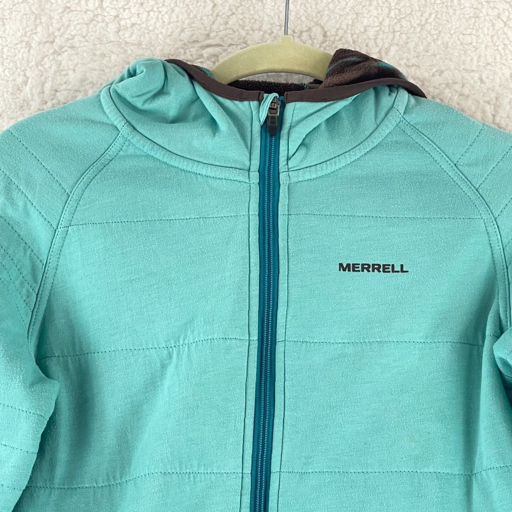 Merrell Merrell Womens Sweater Full Zip Hooded Long Sleeve Pockets Blue Outdoor Casual Travel Shirt Size S / US 4 / IT 40 - 3 Thumbnail