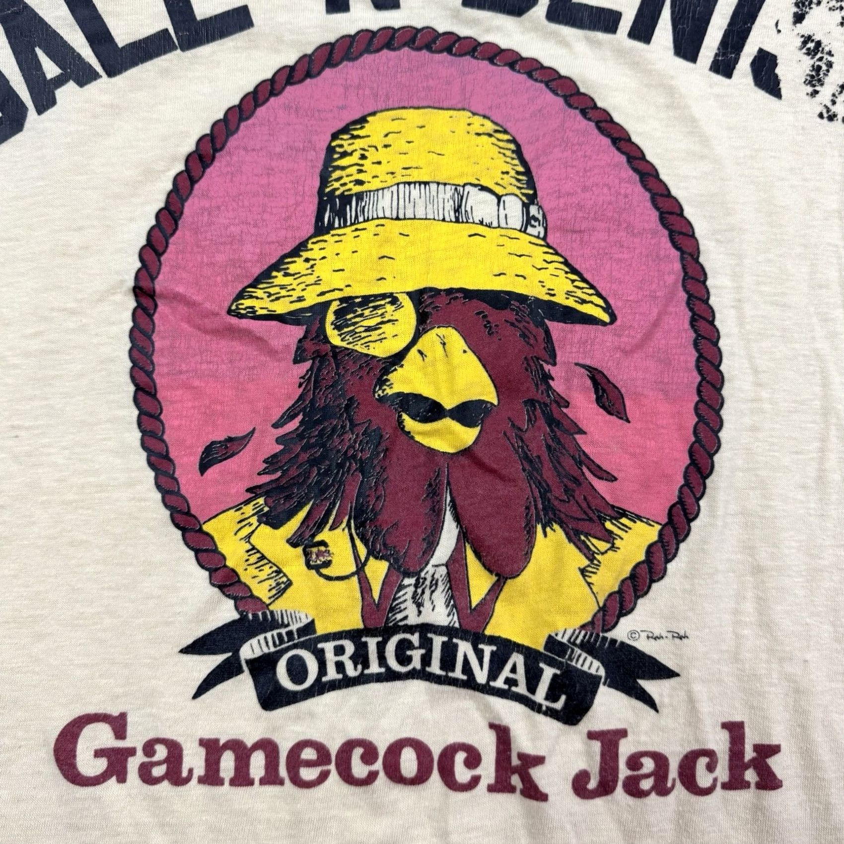 Guy Harvey VINTAGE Harvey Jack Parody T Shirt Adult Medium Beige 80s College Sports Funny USC Panama Jack Mens Shirt Size US M / EU 48-50 / 2 - 2 Thumbnail