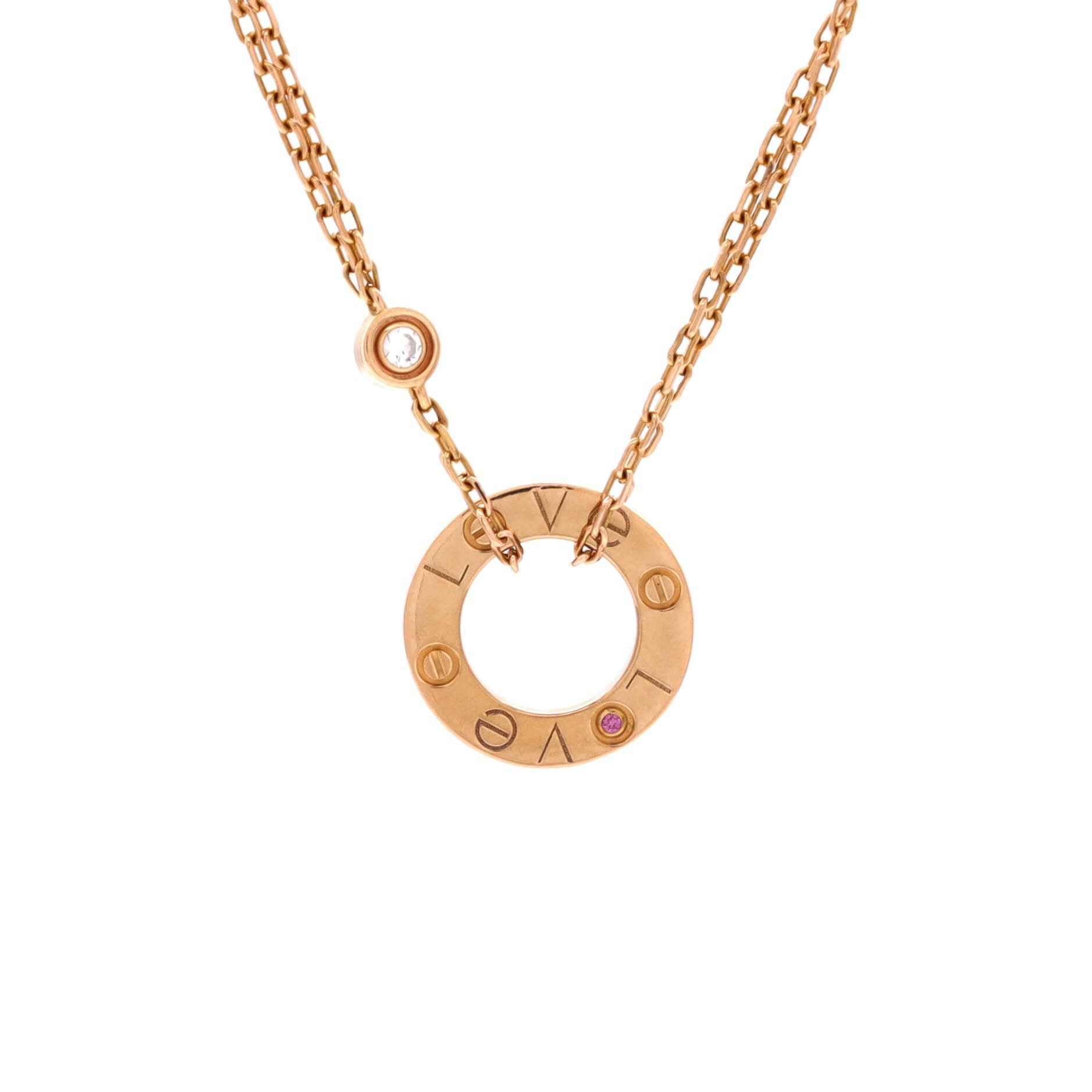 Cartier 2 Diamonds Love Pendant Necklace Size ONE SIZE - 1 Thumbnail