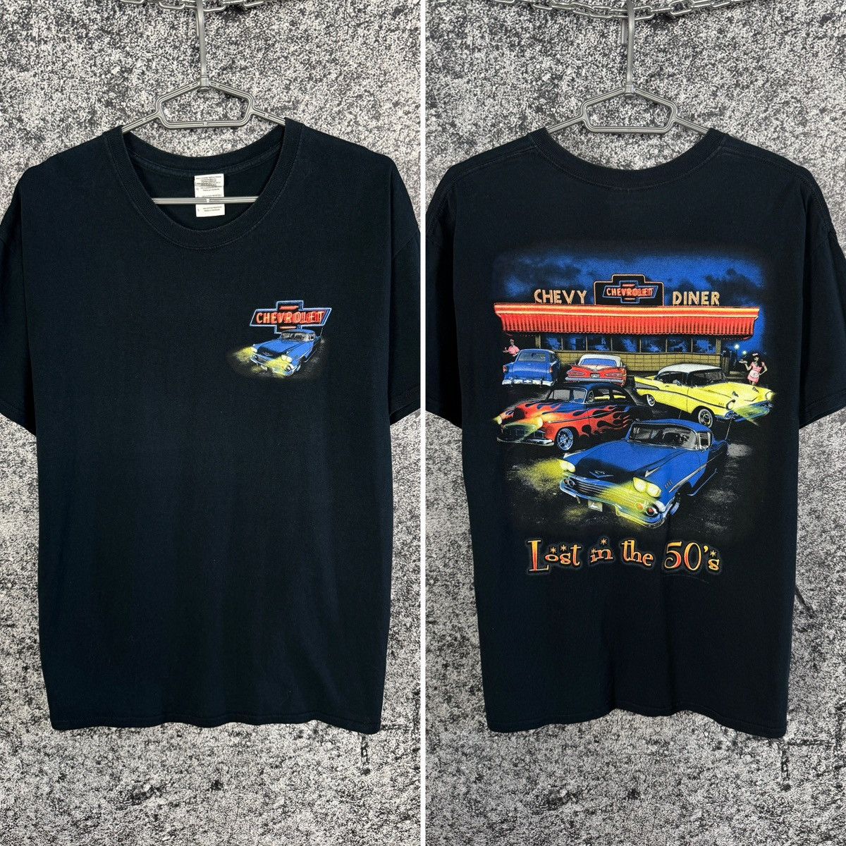 Vintage Vintage Tee Chevrolet Big Logo Lost In The 50s Car Racing Size US L / EU 52-54 / 3 - 1 Thumbnail