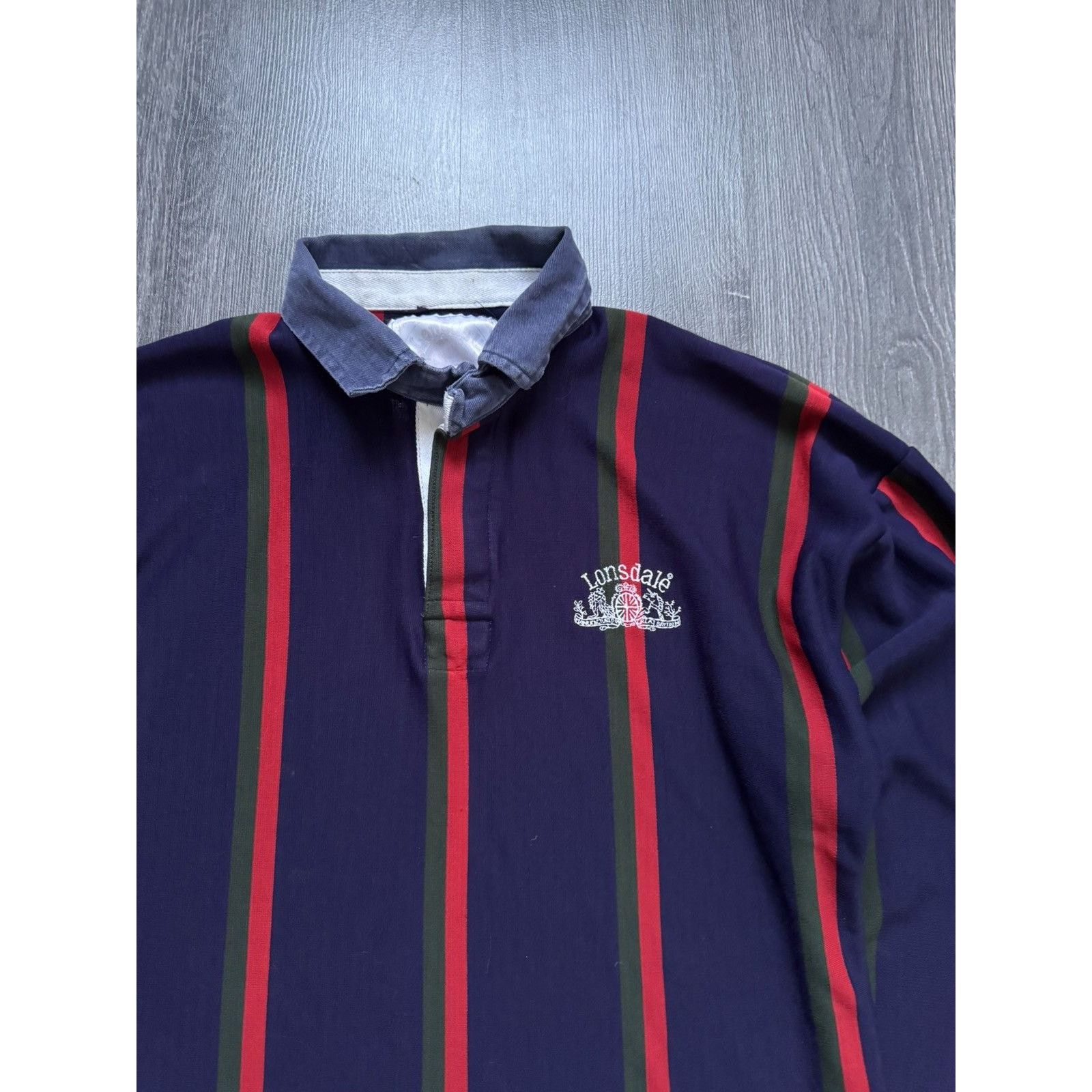 Lonsdale × Vintage 90s Vintage Lonsdale Striped Rugby Longsleeve Size US L / EU 52-54 / 3 - 4 Thumbnail