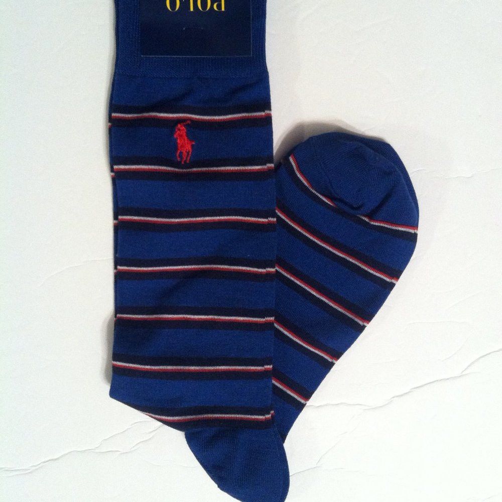 Polo Ralph Lauren POLO RALPH LAUREN MENS NEW BLUE DRESS SOCKS SHOE SIZE: 7-12 Size ONE SIZE - 1 Thumbnail