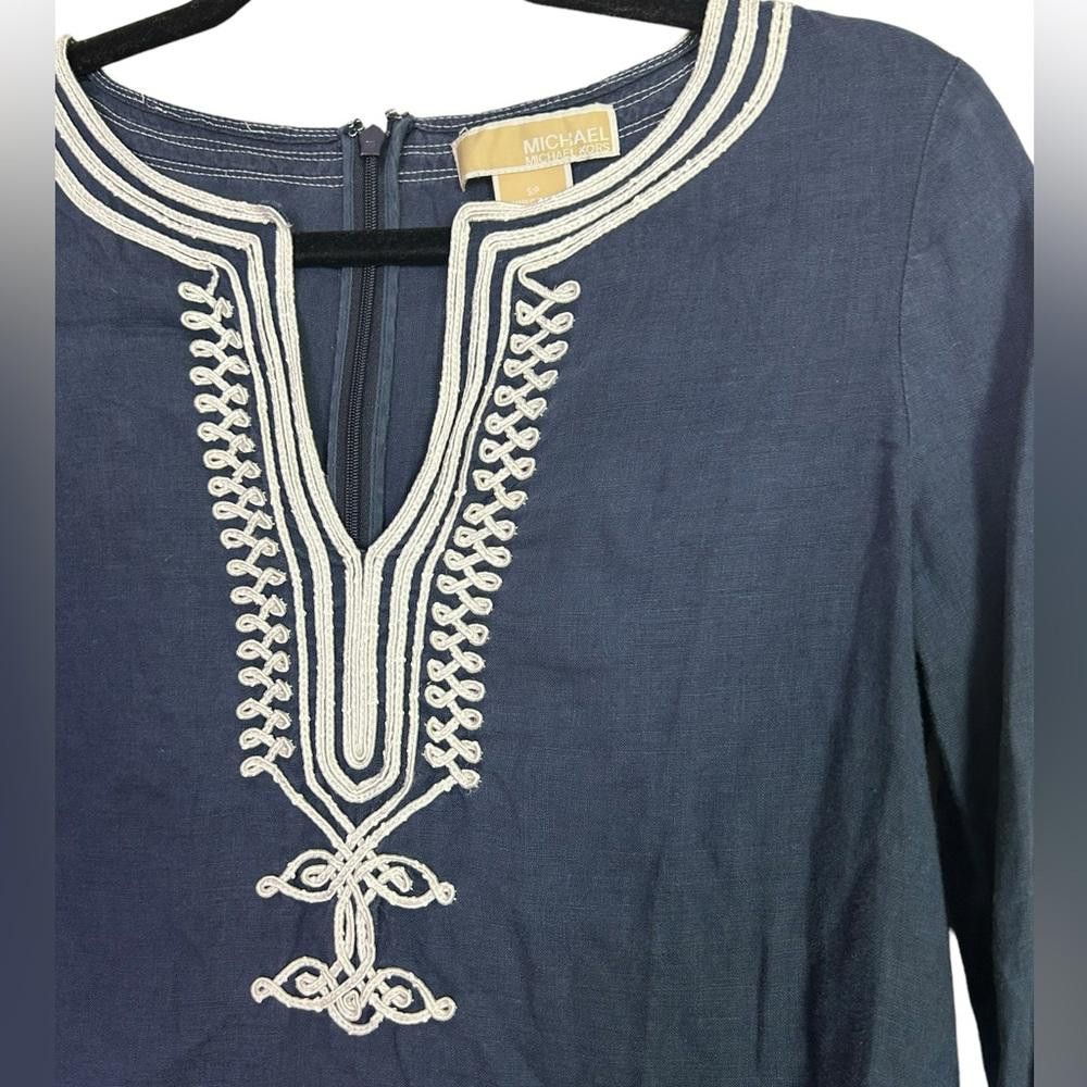 Michael Kors Michael Kors l Linen Navy Detailed Blouse Small Size S / US 4 / IT 40 - 2 Thumbnail