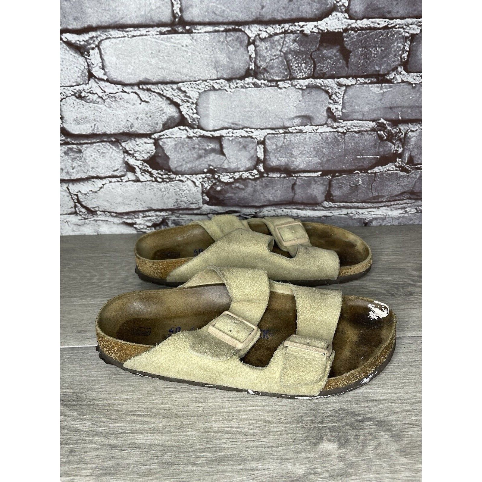 Birkenstock Birkenstock Arizona SOFT FOOTBED Beige Suede Leather Sandals Size US 10 / IT 40 - 14 Thumbnail