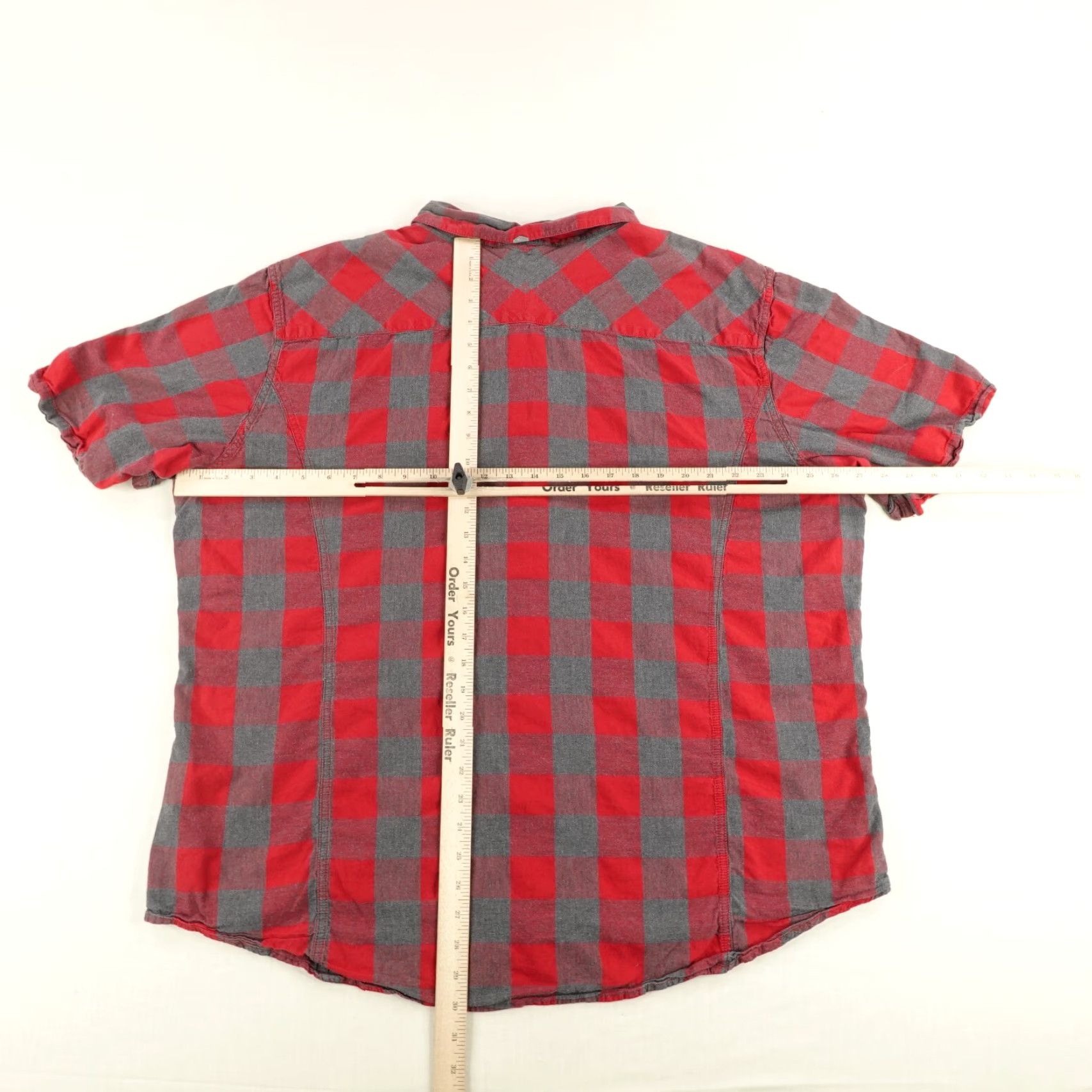 Harley Davidson VINTAGE Harley Davidson Shirt Men 3XL Flannel Plaid Short Sleeve Casual Biker Gray Red Size US XXL / EU 58 / 5 - 6 Thumbnail