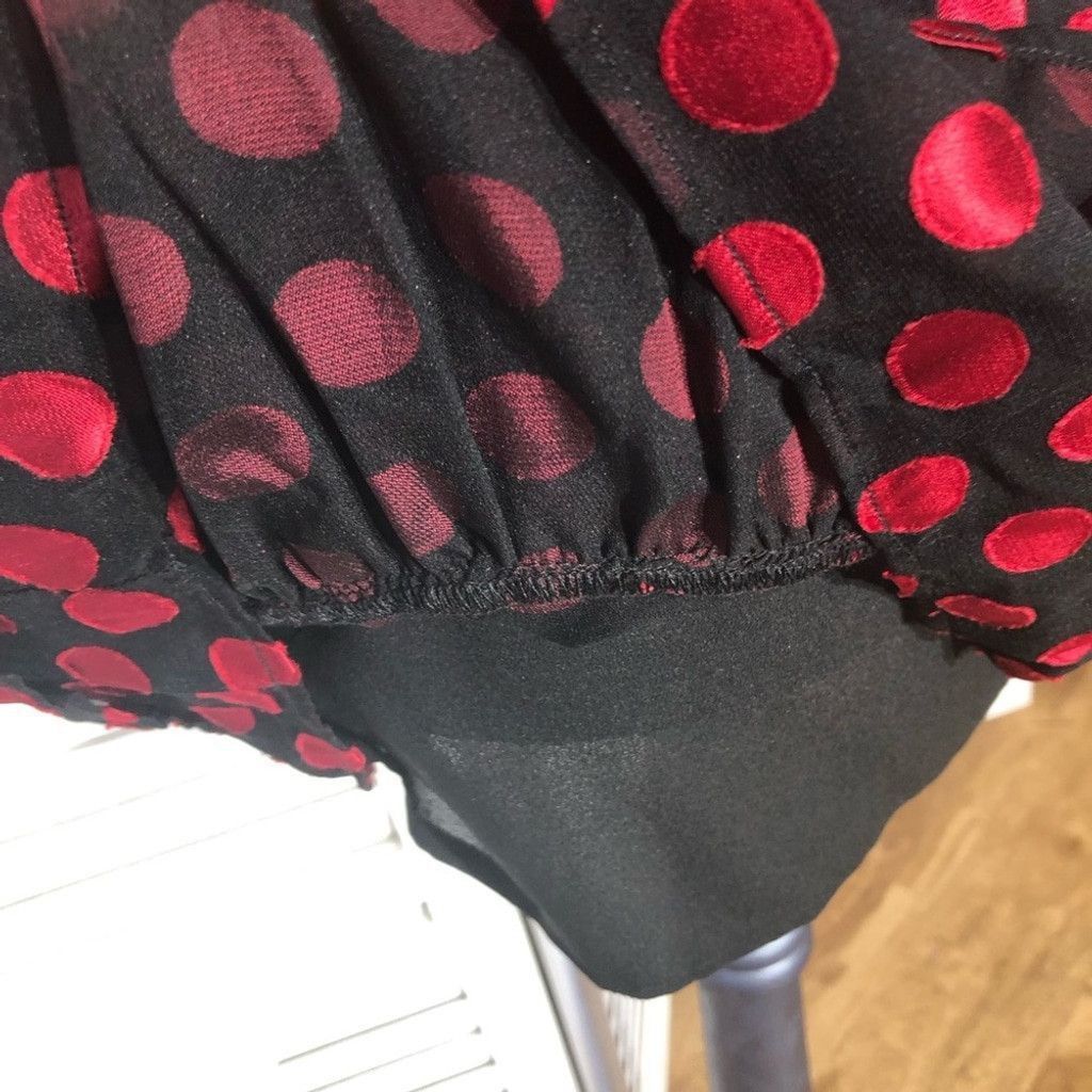 Lovers and Friends Lovers + Friends mini dress black red dot tiered ruffles M Size L / US 10 / IT 46 - 12 Thumbnail