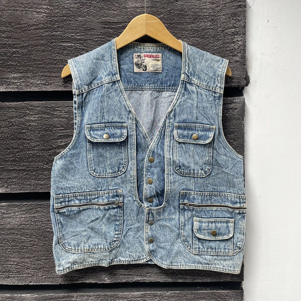 Japanese Brand × Vintage Borderless Vest Vintage Riding Denim Wash Size US L / EU 52-54 / 3 - 1 Thumbnail