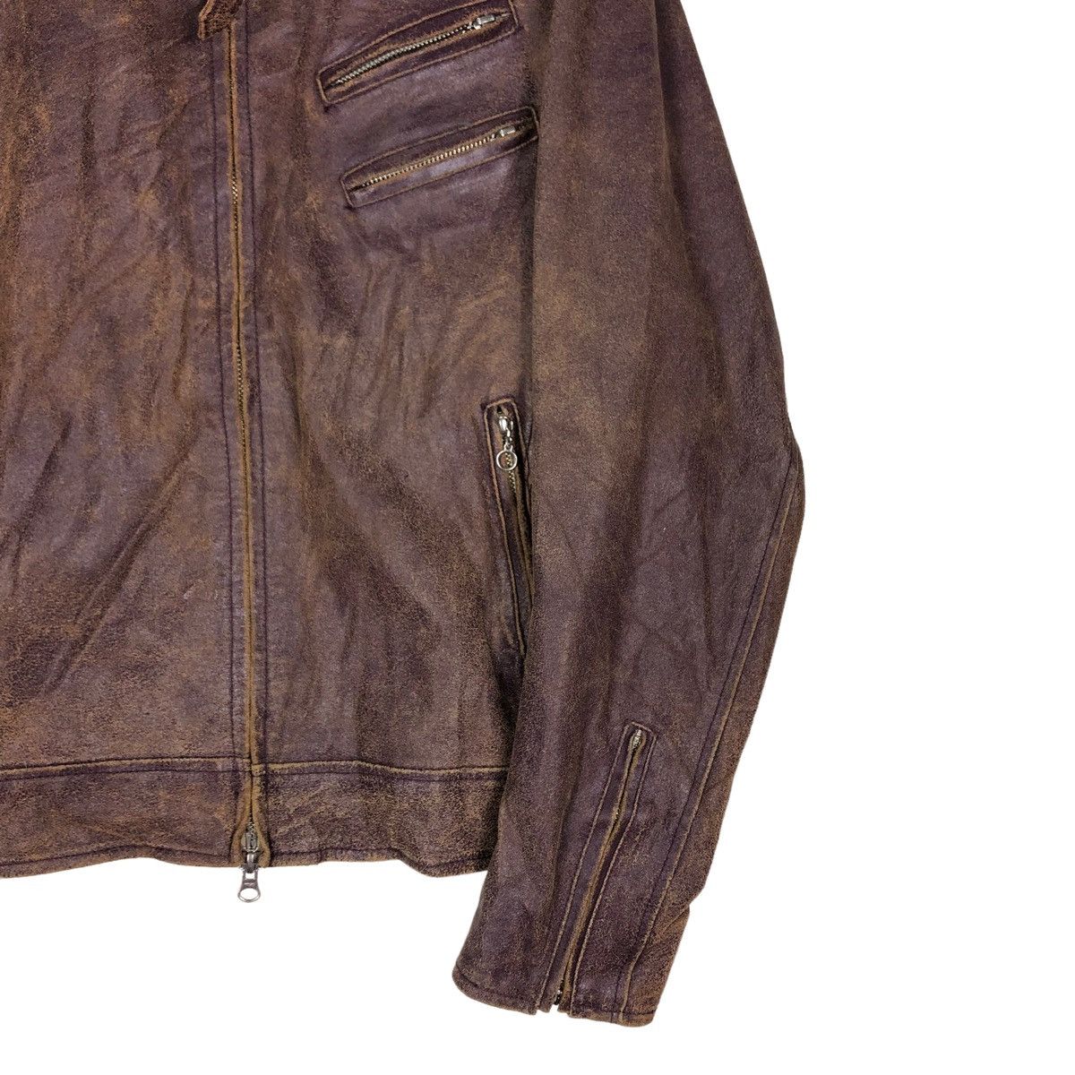 Japanese Brand 🔥VINTAGE SOFT LEATHER BIKER JACKET SANKO ISSEY MIYAKE Size US M / EU 48-50 / 2 - 5 Thumbnail