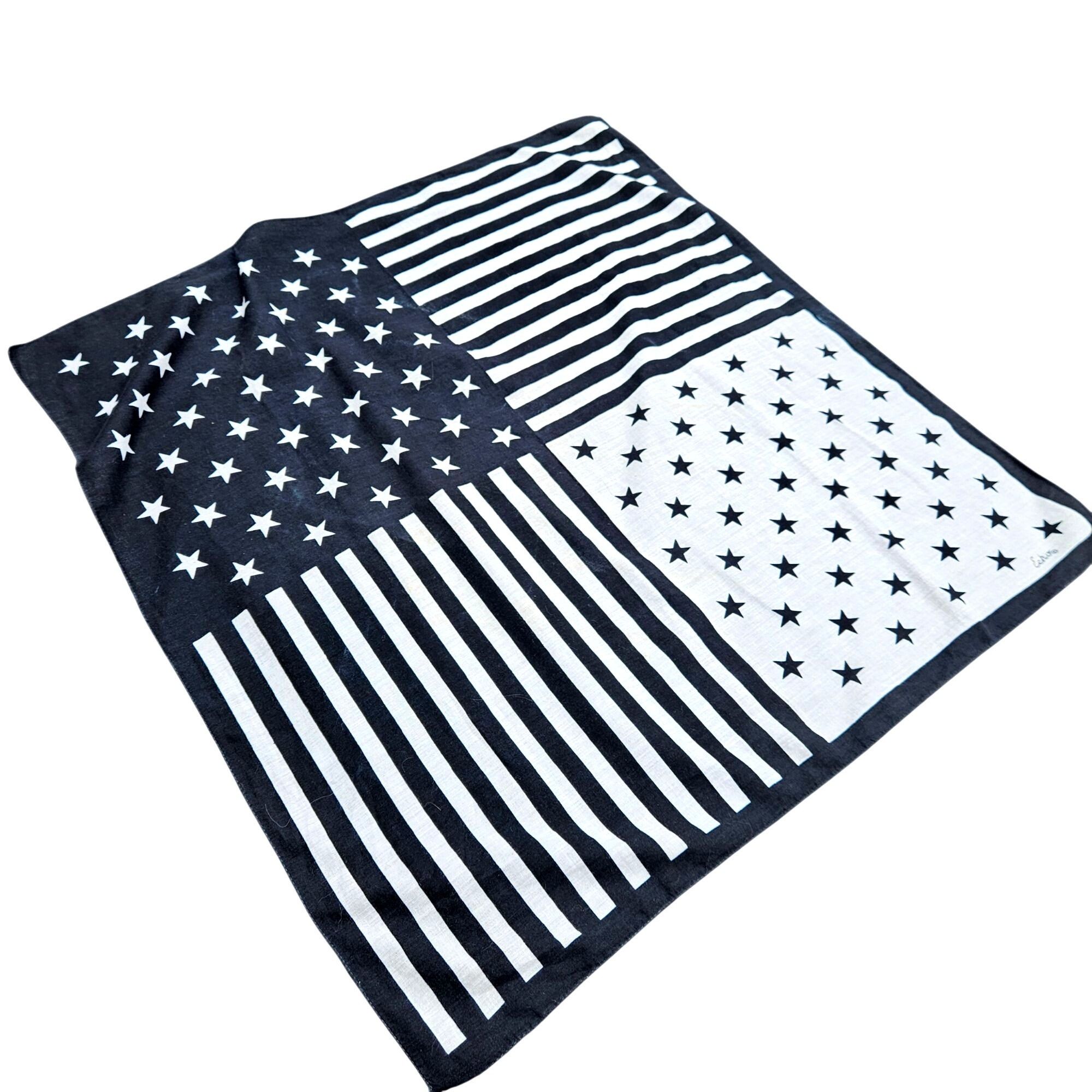 Vintage Vintage Echo Black White Stars Stripes Cotton Scarf 25x26 Am Size ONE SIZE - 2 Thumbnail