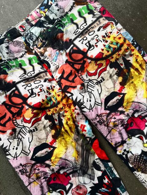 Nozomi Ishiguro NOZOMI ISHIGURO 2015SS Runway Graffiti Comic Print Pants Size US 39 - 4 Thumbnail