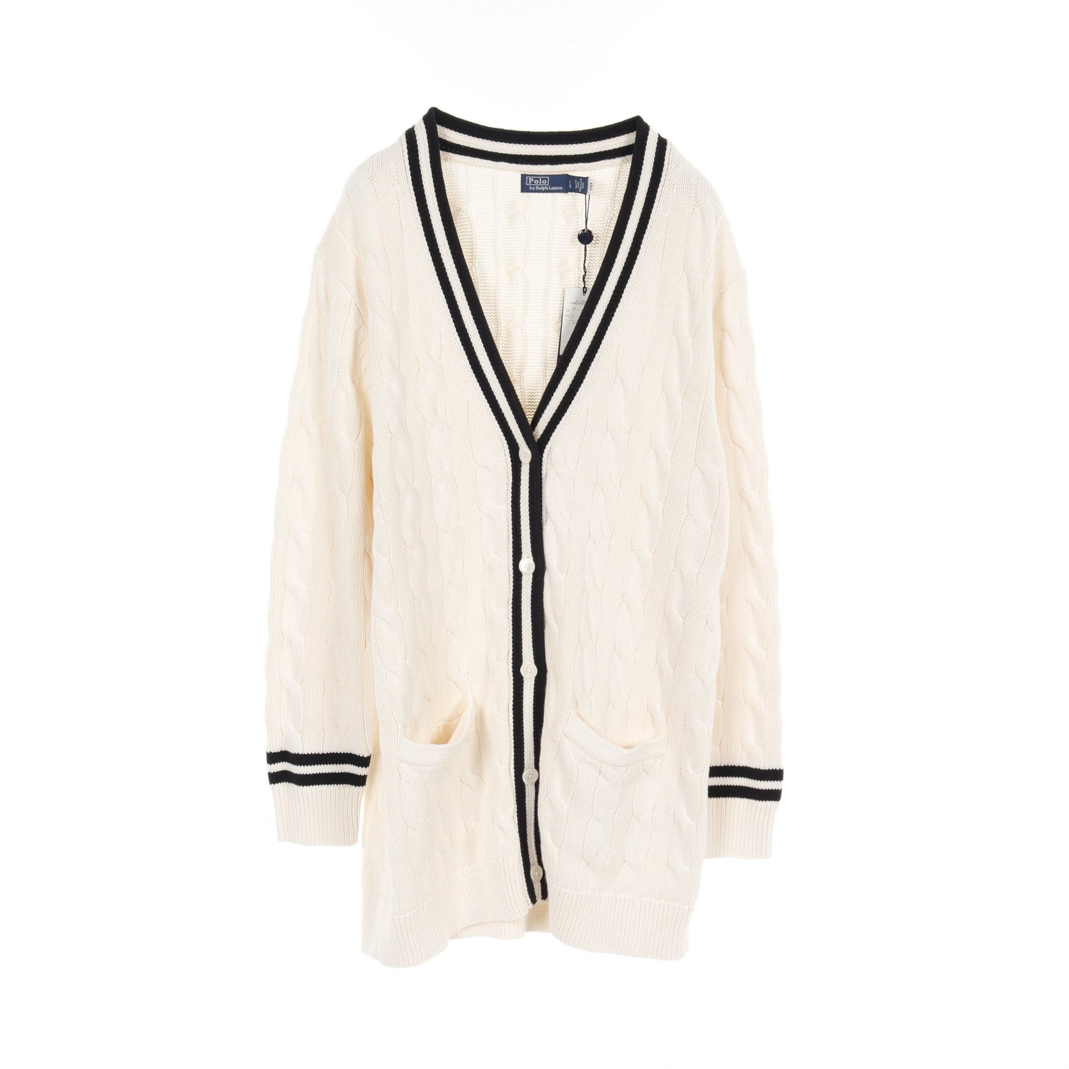 Ralph Lauren Ralph Lauren Cardigan Cable Knit Cotton Ivory Black Size ONE SIZE - 1 Thumbnail