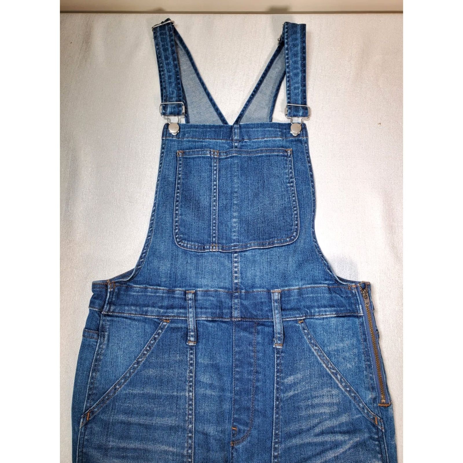 Madewell Madewell Skinny Womens L Blue Denim Bib Overalls Kemp Wash Raw Hem Women Size Size 36" / US 14 / IT 50 - 7 Thumbnail
