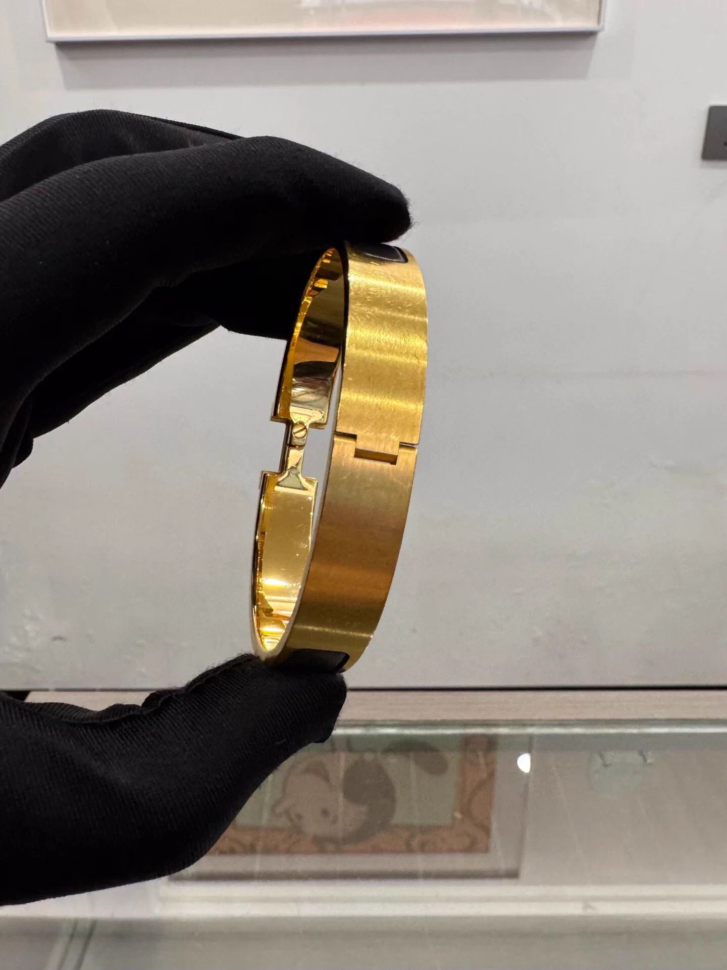 Hermes Hermes Clic H Black Enamel H Gold Bangle T4 99 New Size ONE SIZE - 4 Thumbnail