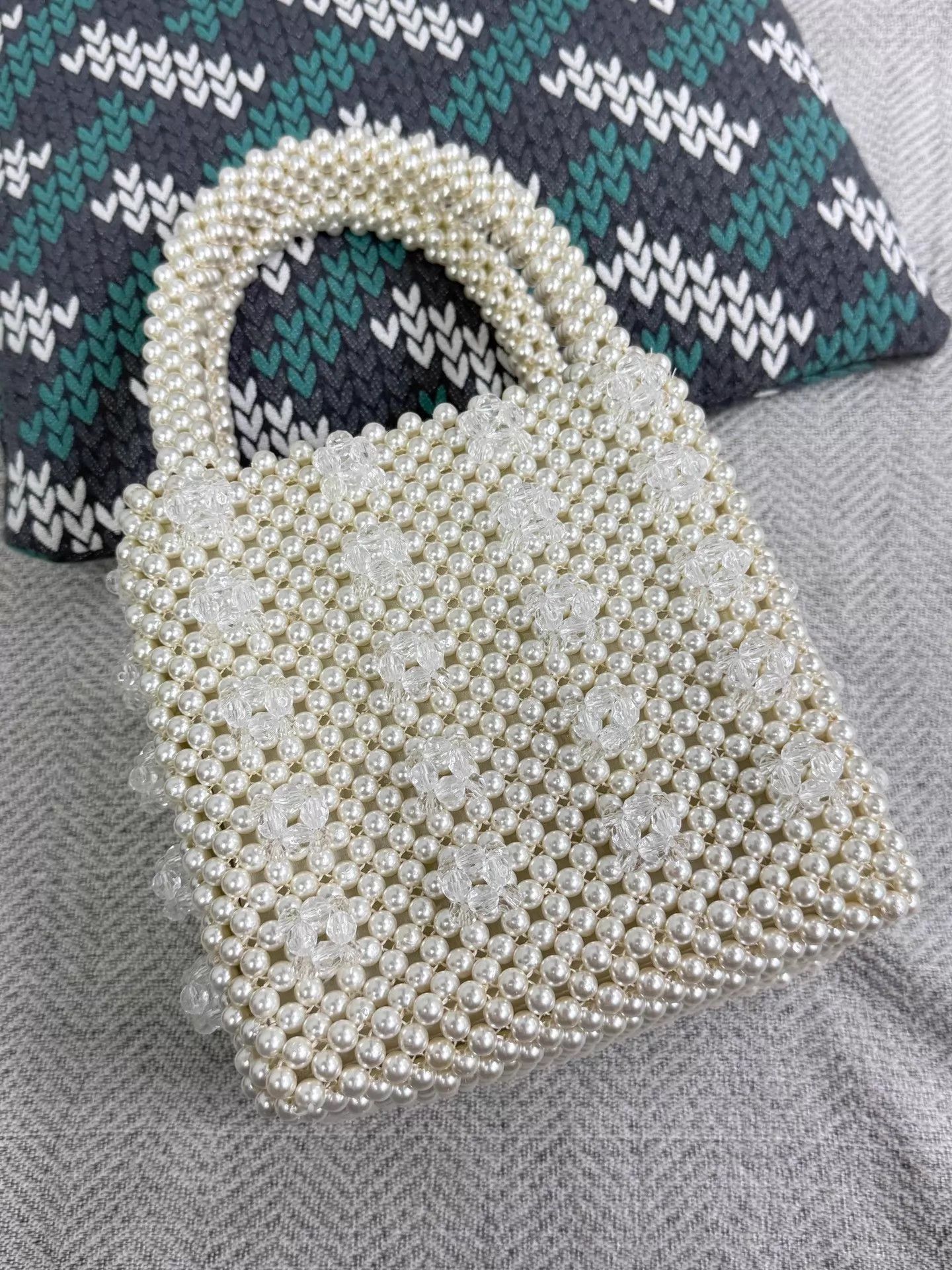 Other Shrimps White Pearl Beaded Tote Bag New Size ONE SIZE - 2 Thumbnail