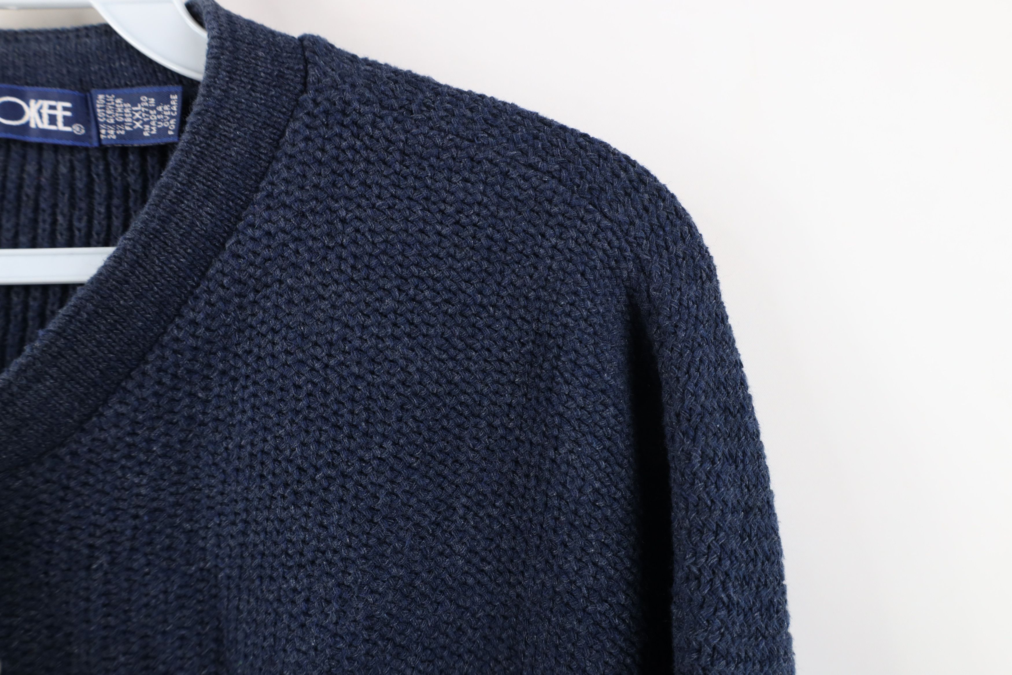 Vintage Vintage 90s Streetwear Weave Knit Henley Sweater Blue USA Size US XXL / EU 58 / 5 - 7 Thumbnail
