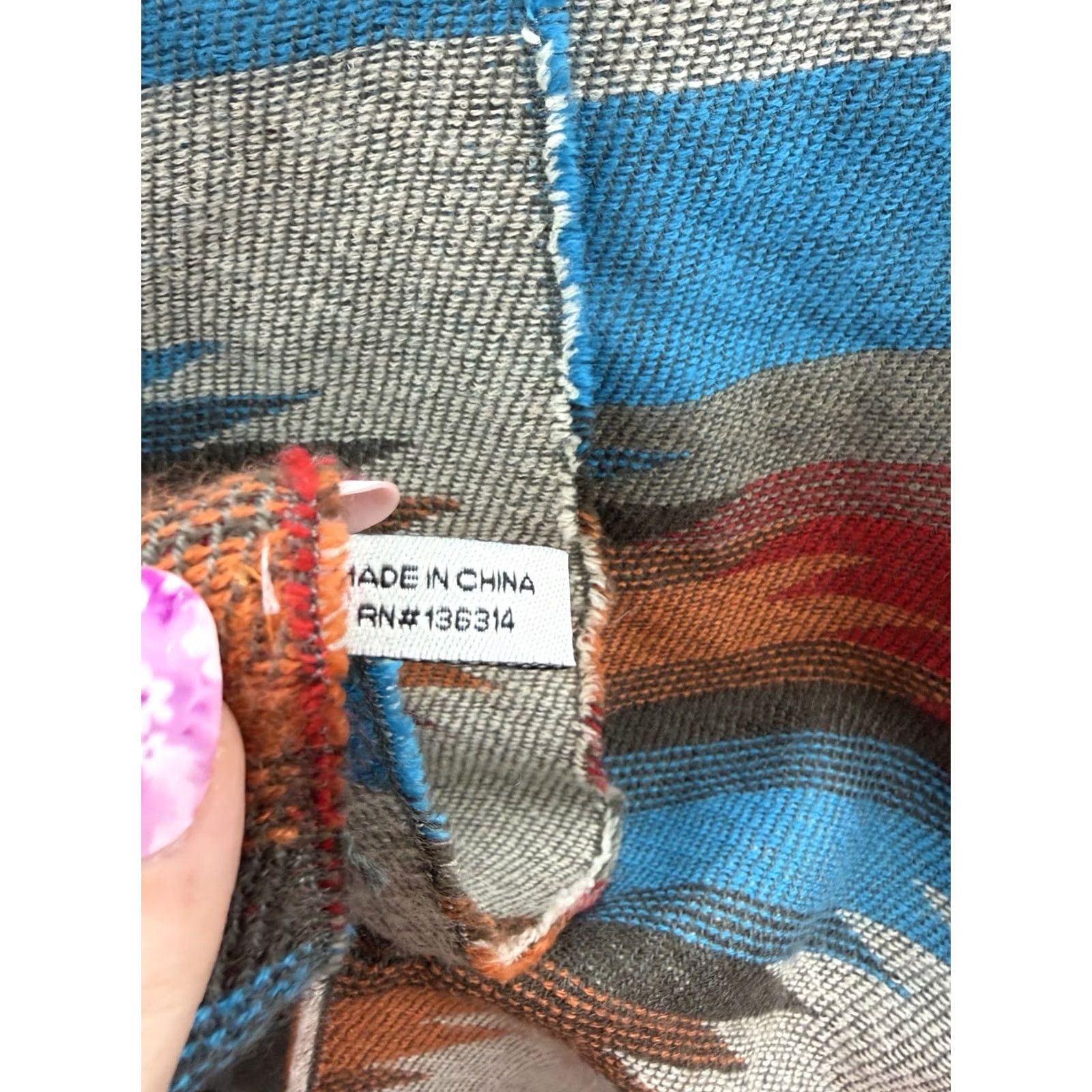 Vintage Unbranded Womens Poncho Shawl One Size Button Up Fringe Southwestern Aztec Print Purple SDN Size ONE SIZE - 4 Thumbnail