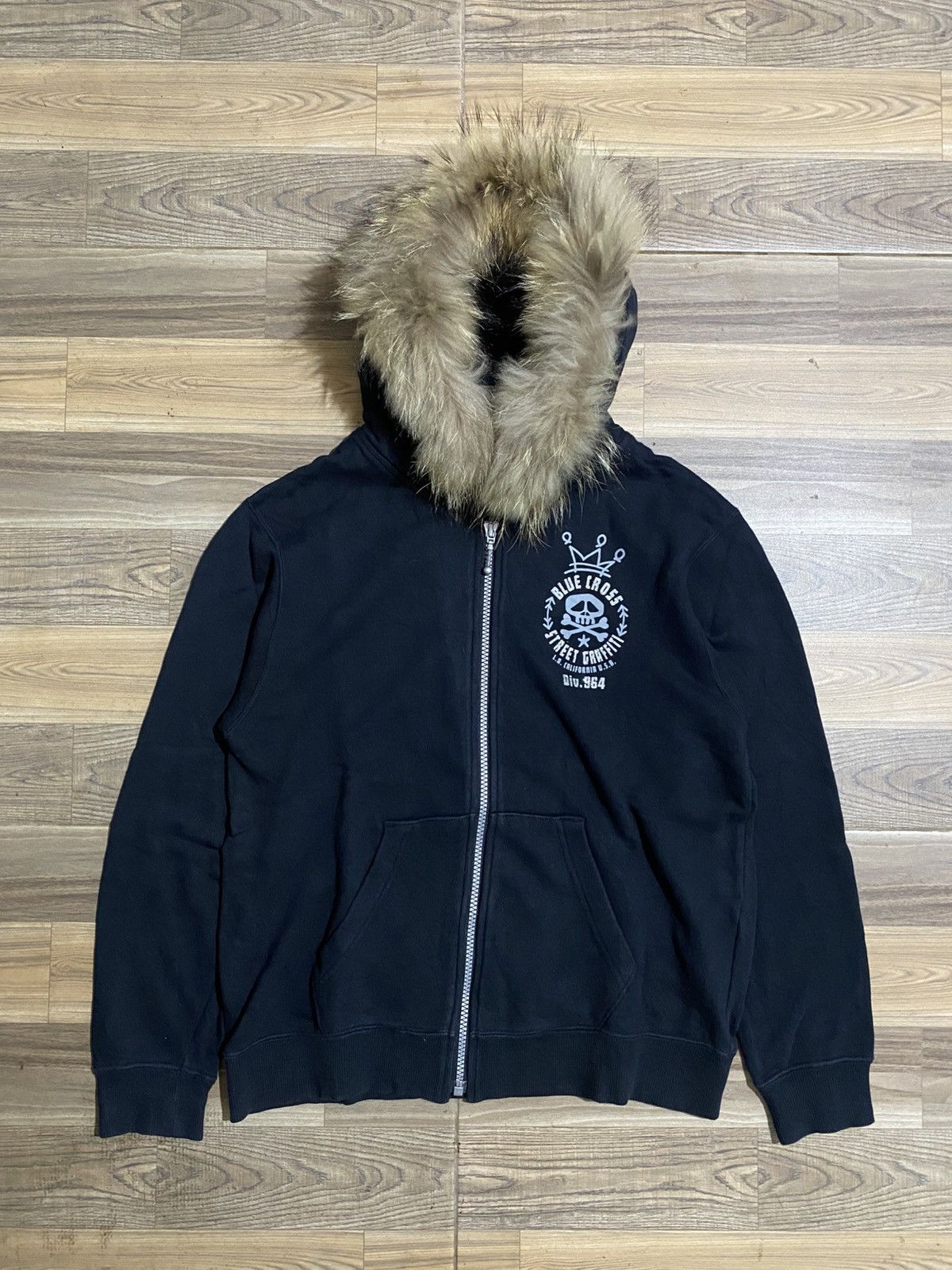 Japanese Brand BLUE CROSS SKULL FUR HOODIES Size M / US 6-8 / IT 42-44 - 1 Thumbnail