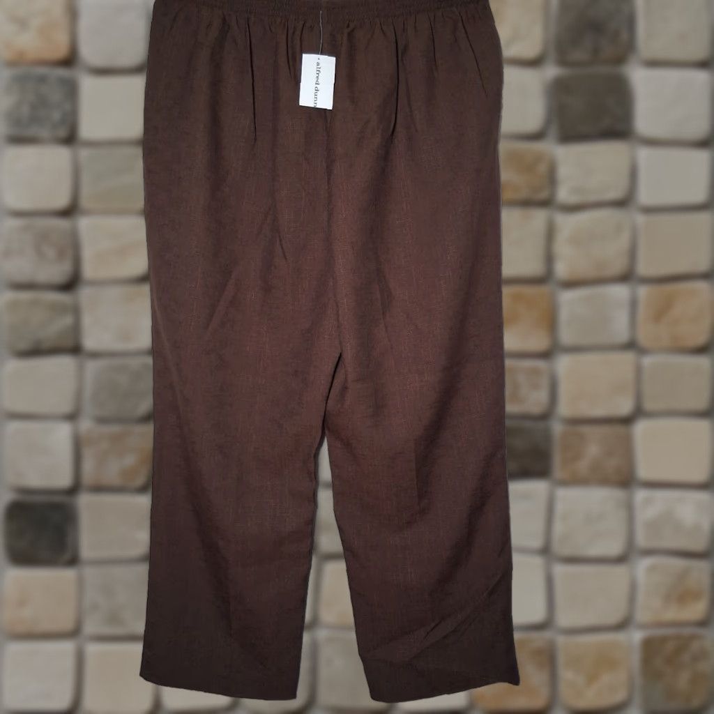 Vintage VINTAGE Alfred Dunner Pants Plus Size 20 Brown Woven Slacks Elastic Waist Pull On Dress Pants Women Size 42" / US 20 - 1 Thumbnail