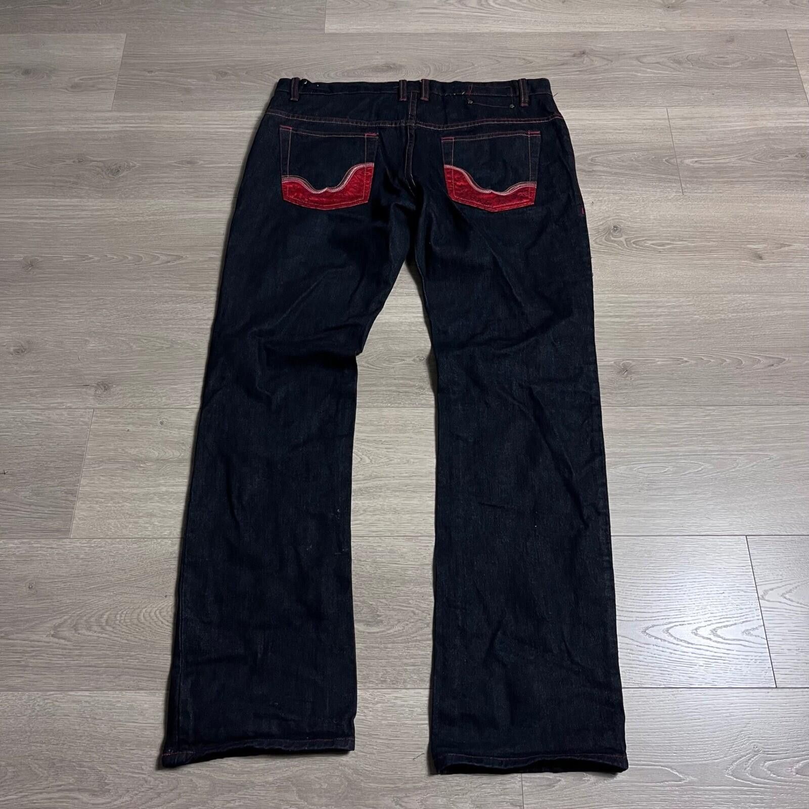 Other Y2K Savage Art Mens Dark Wash Denim Jeans Red Stitching Deta Size US 37 - 3 Thumbnail