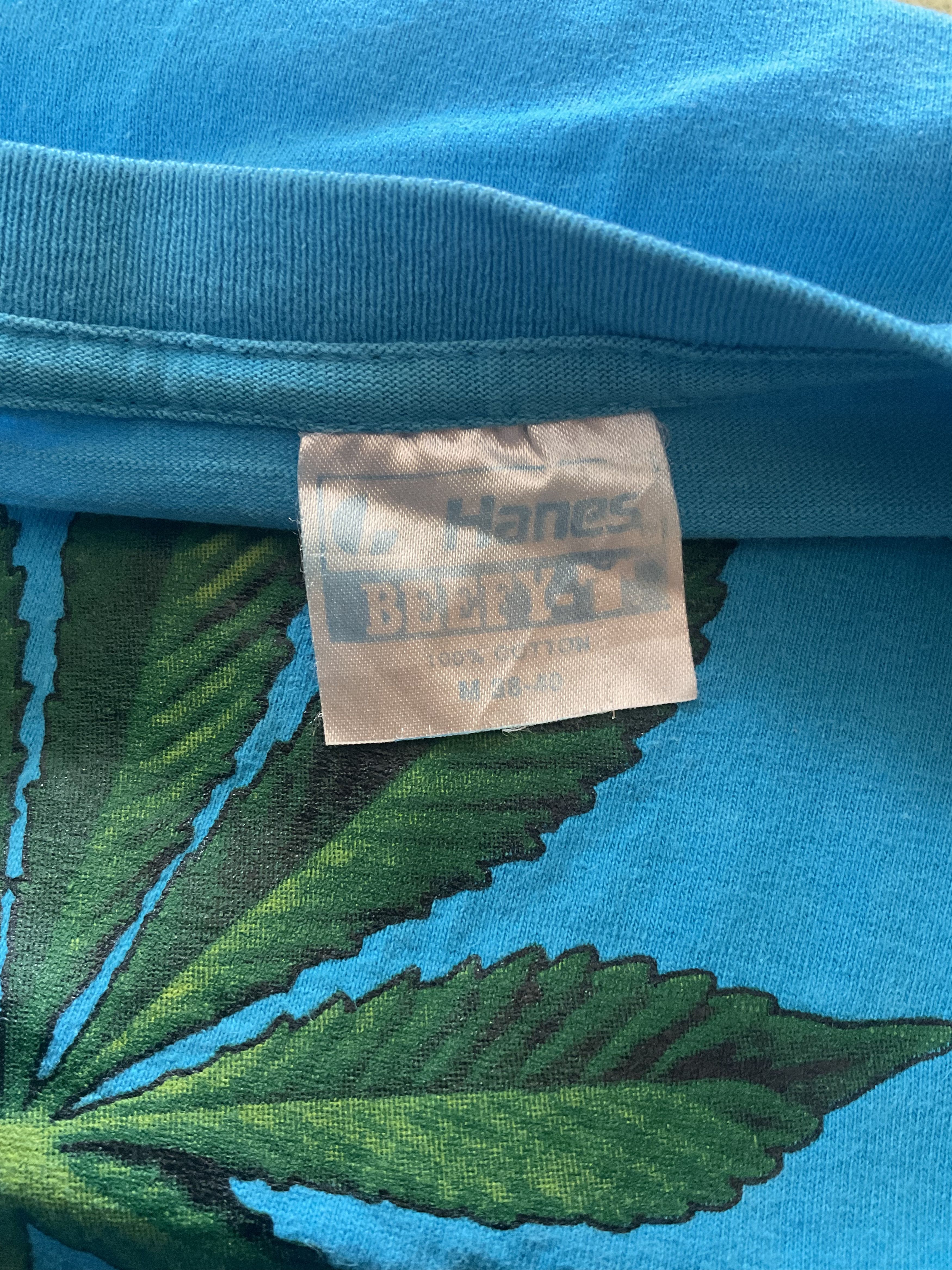 Hanes Vintage 90s Cannabis Marijuana Weed T-Shirt God Made Grass Size US S / EU 44-46 / 1 - 4 Thumbnail