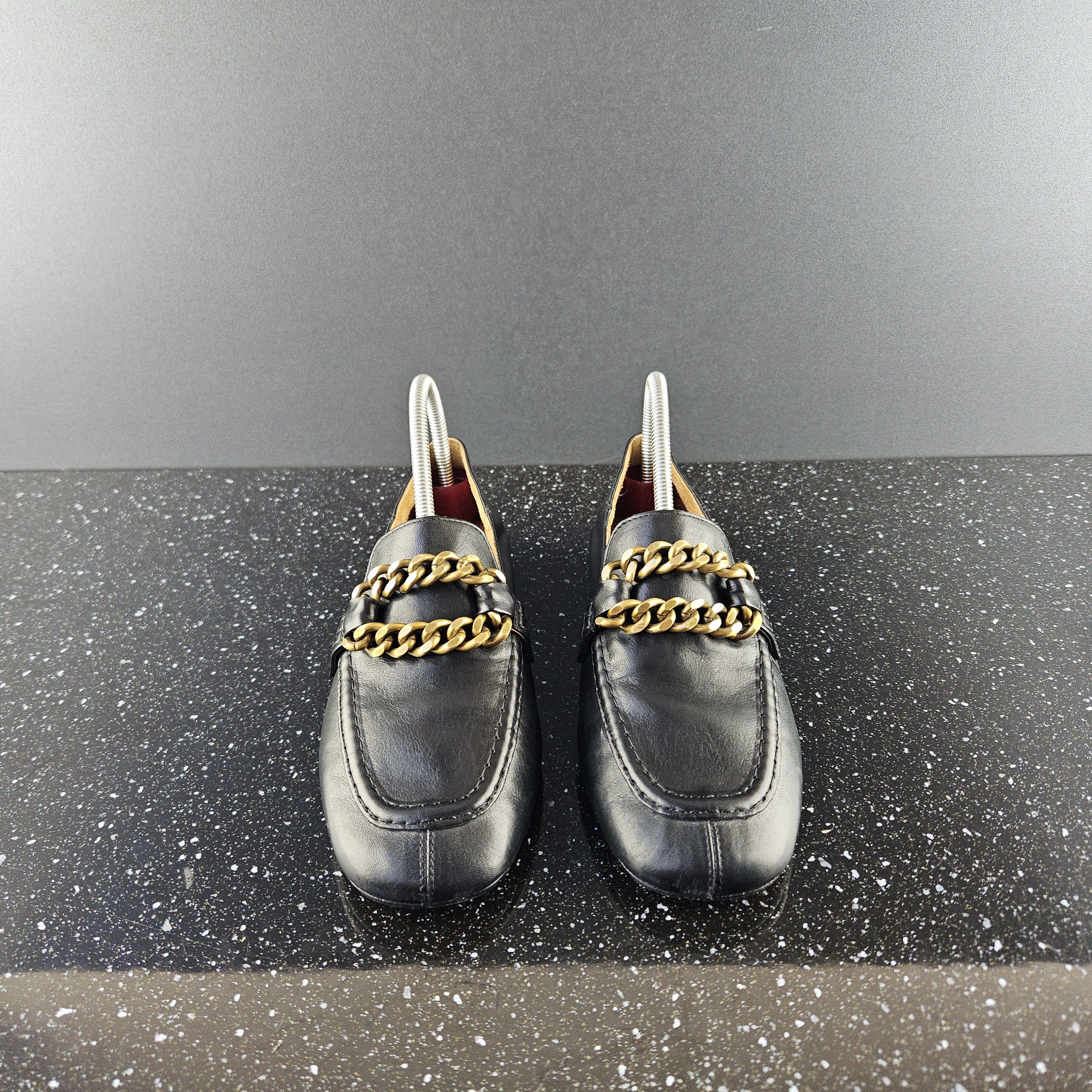 Isabel Marant Isabel Marant Black Leather Gold Chain Heel Loafers (Y0306) Size US 5 / IT 35 - 4 Thumbnail