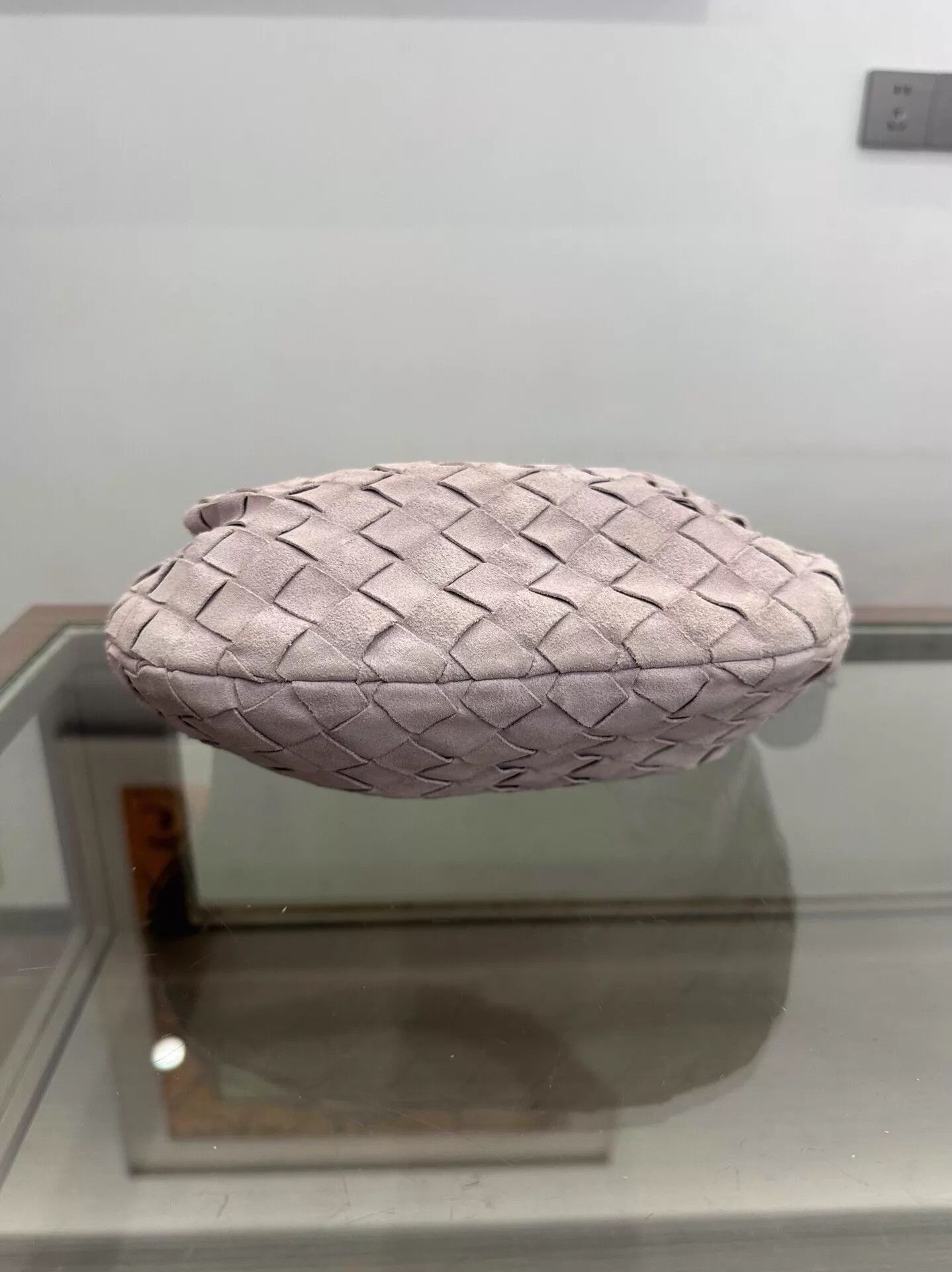 Bottega Veneta BV Mini Jodie Pale Pink Suede Woven Dumpling 23cm Size ONE SIZE - 4 Thumbnail
