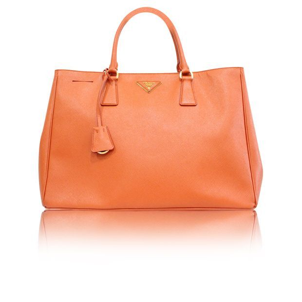 image of Prada Saffiano Luxe Orange Tote Bag, Women's