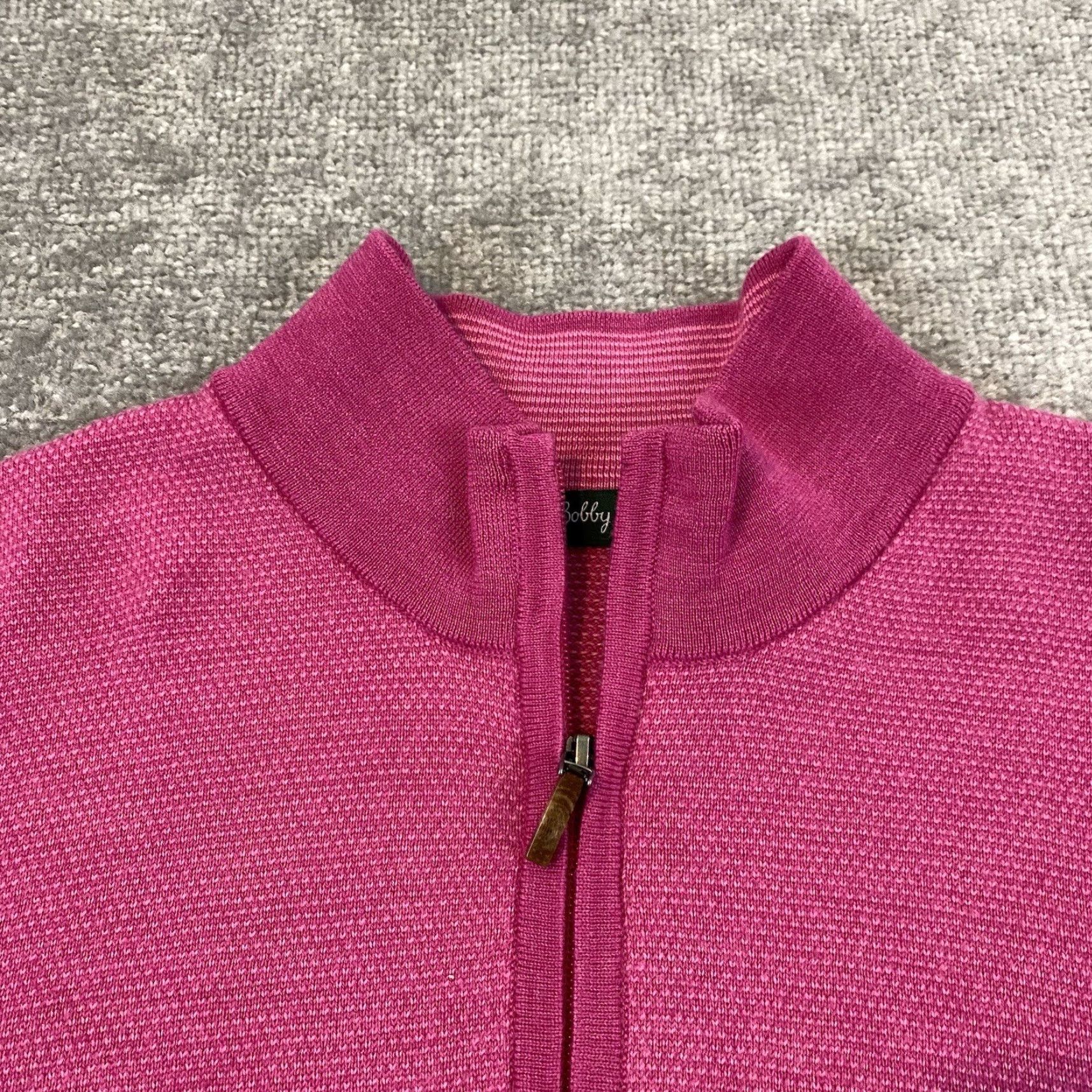 Vintage BOBBY JONES Wool Sweater Men XL Pink 1/4 Zip Pullover Golf Merino Rehoboth Beach Size US XL / EU 56 / 4 - 3 Thumbnail