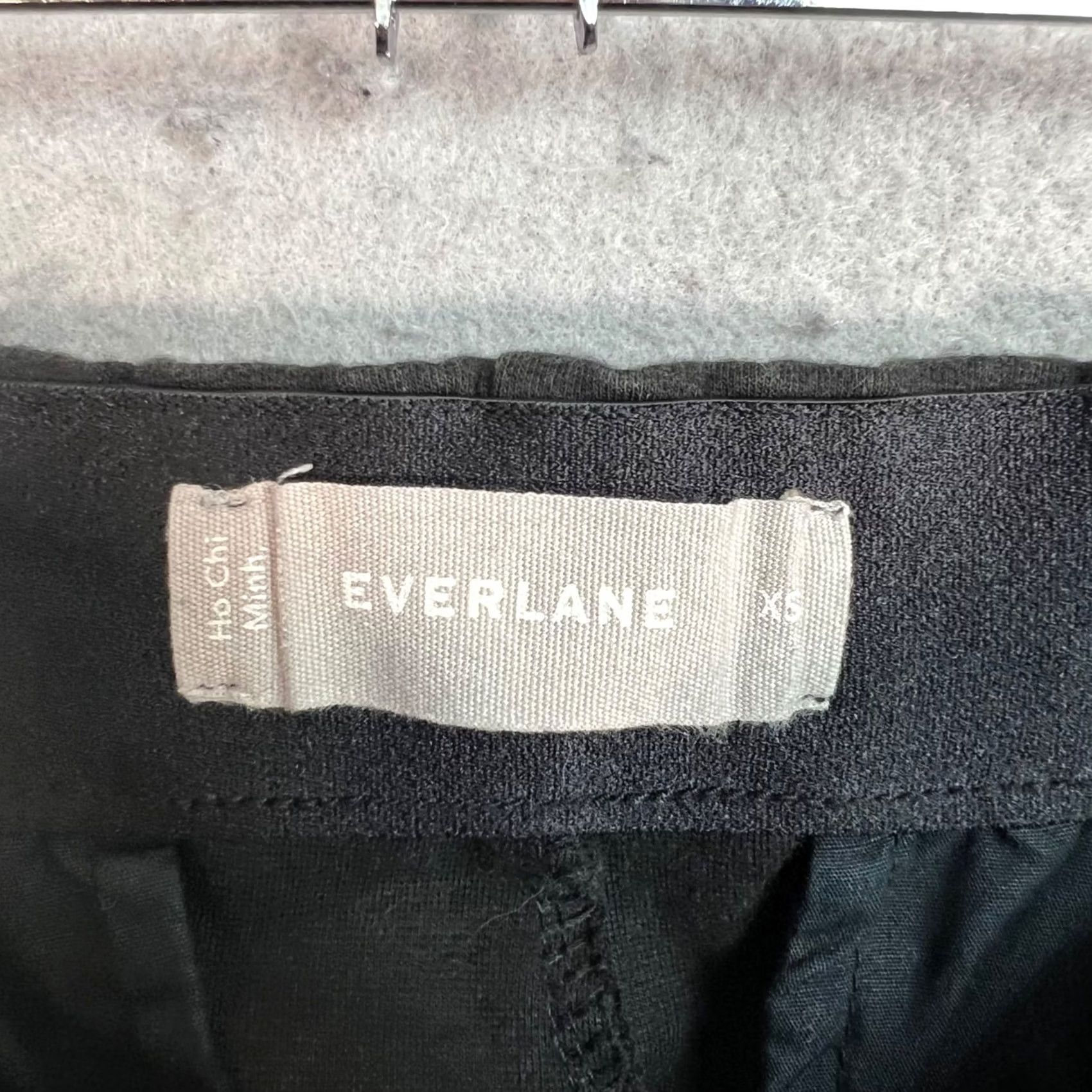 Everlane Everlane Womens High-Rise Black Trousers XS Cotton Blend Flat Front Ankle Tapered 25 in Inseam Womens XS Black Pants Size 26" / US 2 / IT 38 - 3 Thumbnail