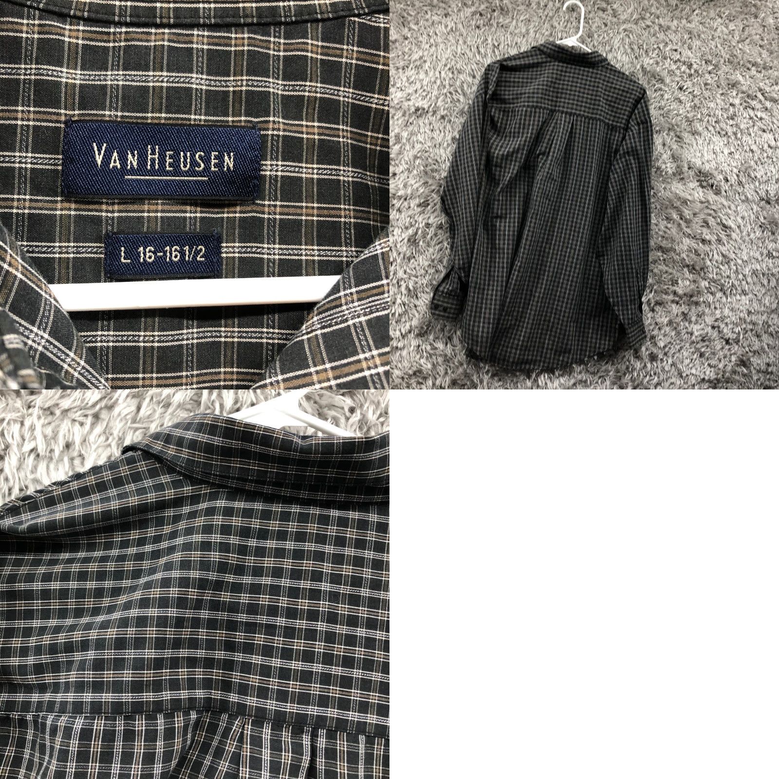 Van Heusen Van Heusen Shirt Mens Size L Black Plaid Long Sleeve Spread Collar Size US L / EU 52-54 / 3 - 8 Thumbnail