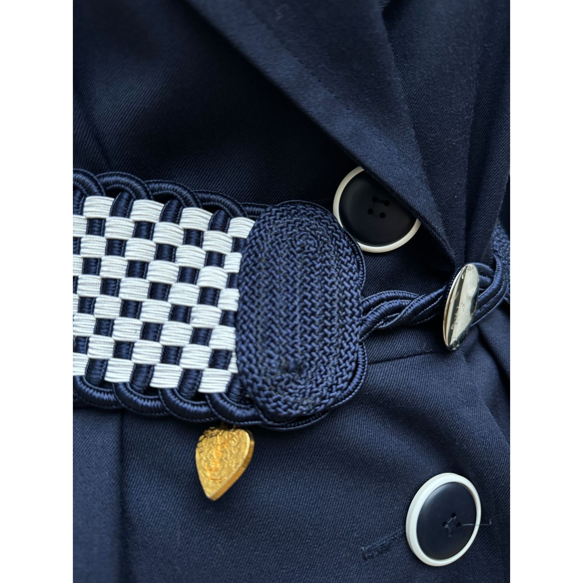 Yves Saint Laurent Vintage 1980s navy wool belted dress Size M / US 6-8 / IT 42-44 - 7 Thumbnail