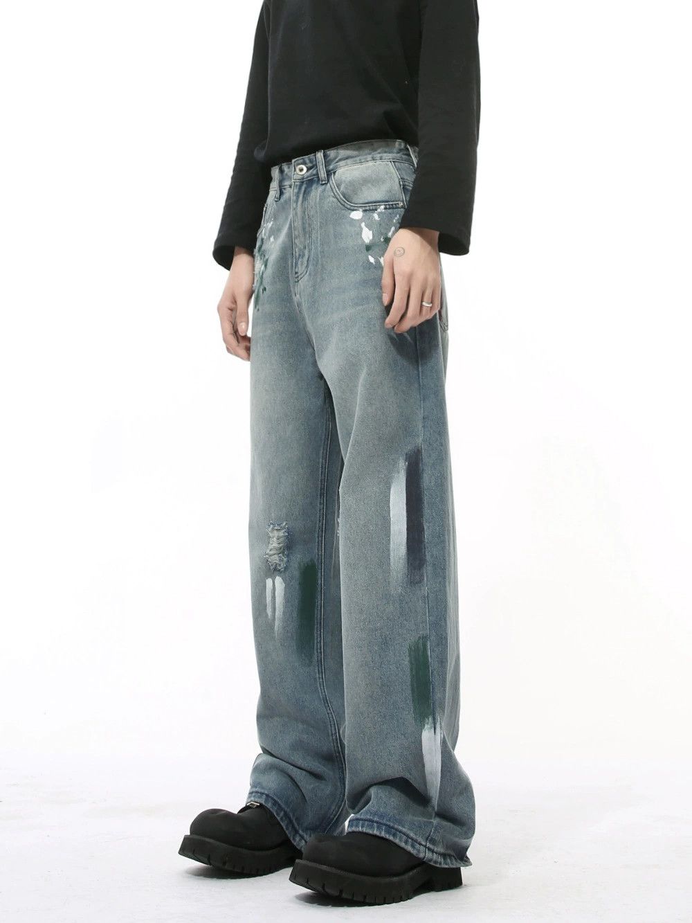 Jean Japanese heavy graffiti straight loose jeans Size US 32 / EU 48 - 2 Thumbnail